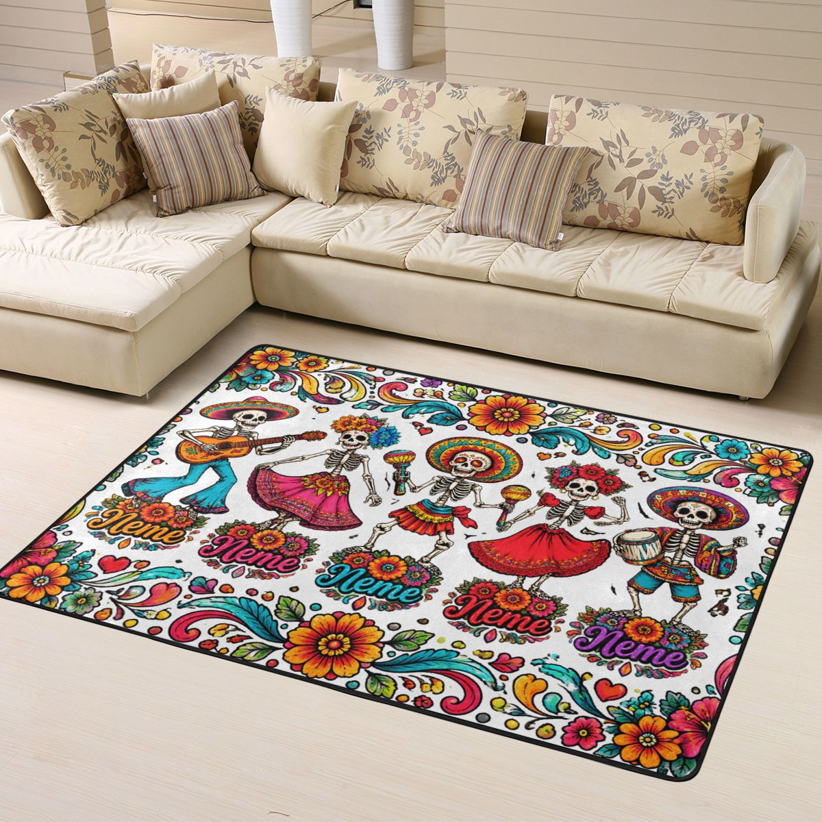 Day of the Dead Celebration Area Rug 63×48 in
