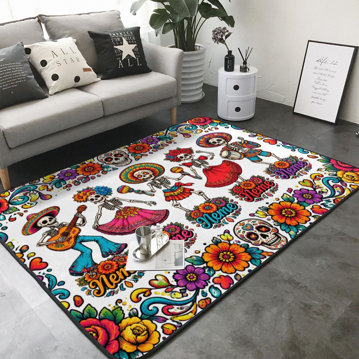 Day of the Dead Celebration Area Rug 80×58 in