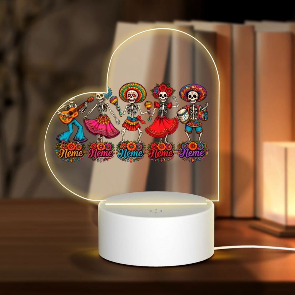 Day of the Dead Celebration Heart Acrylic Night Light