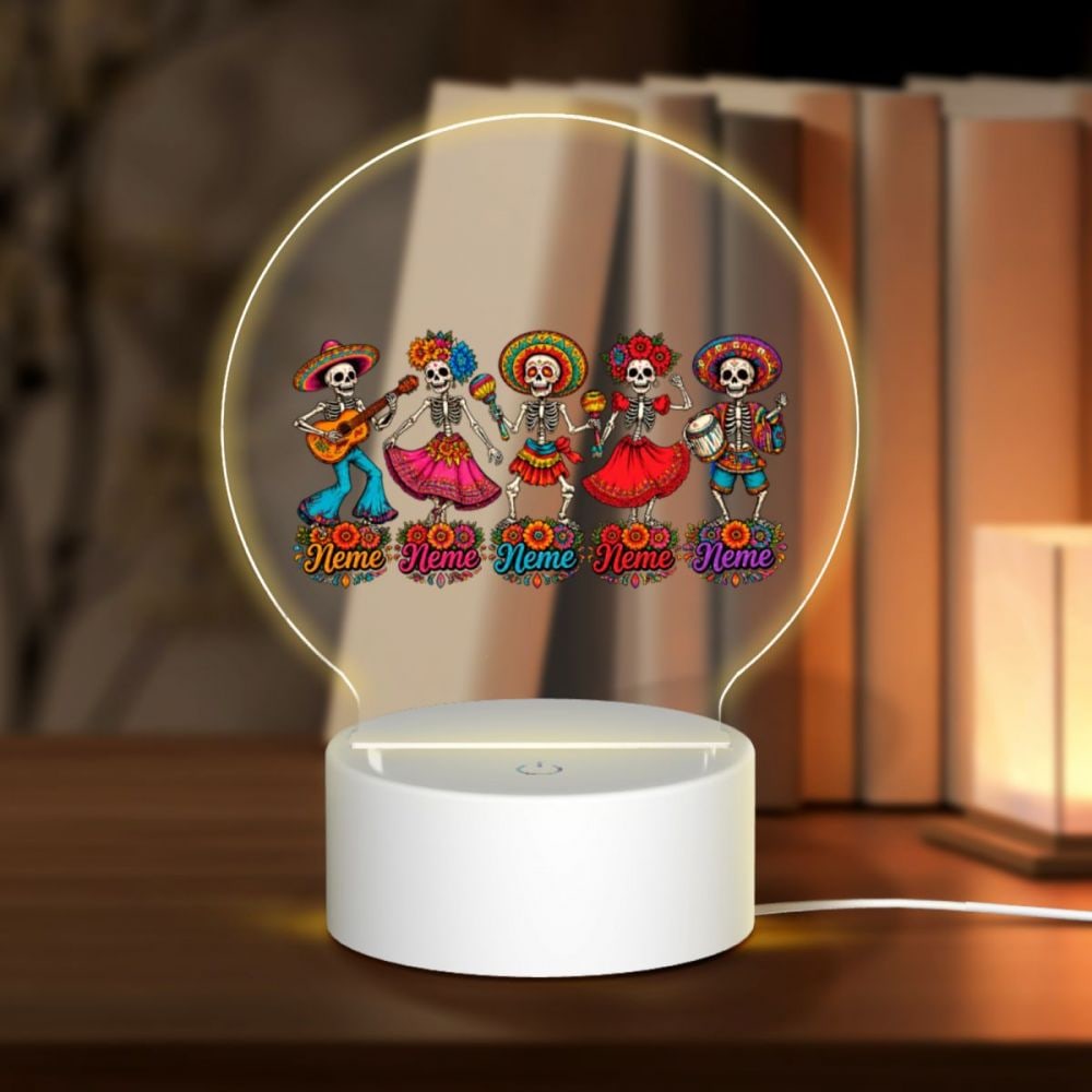 Day of the Dead Celebration Round Acrylic Night Light