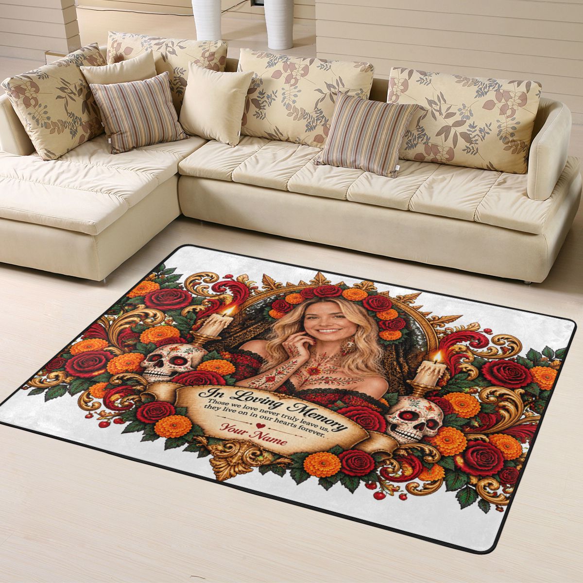 Porträt zum Tag der Toten Teppich 63×48 in