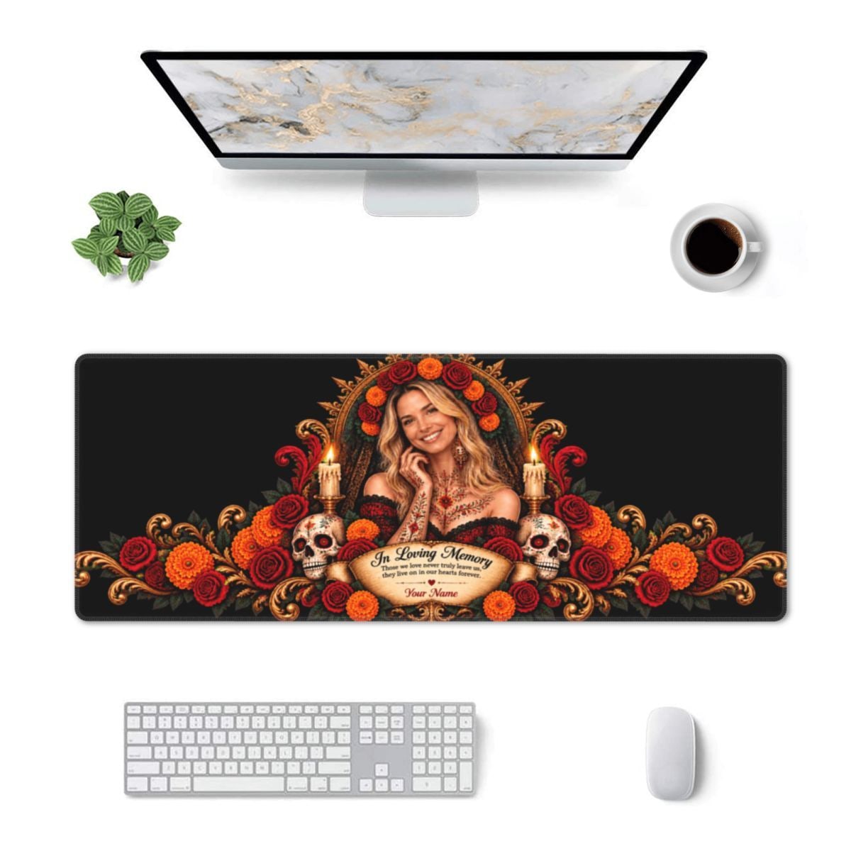 Portrait du Jour des Morts Sous-main de bureau 11,8×31,5 po