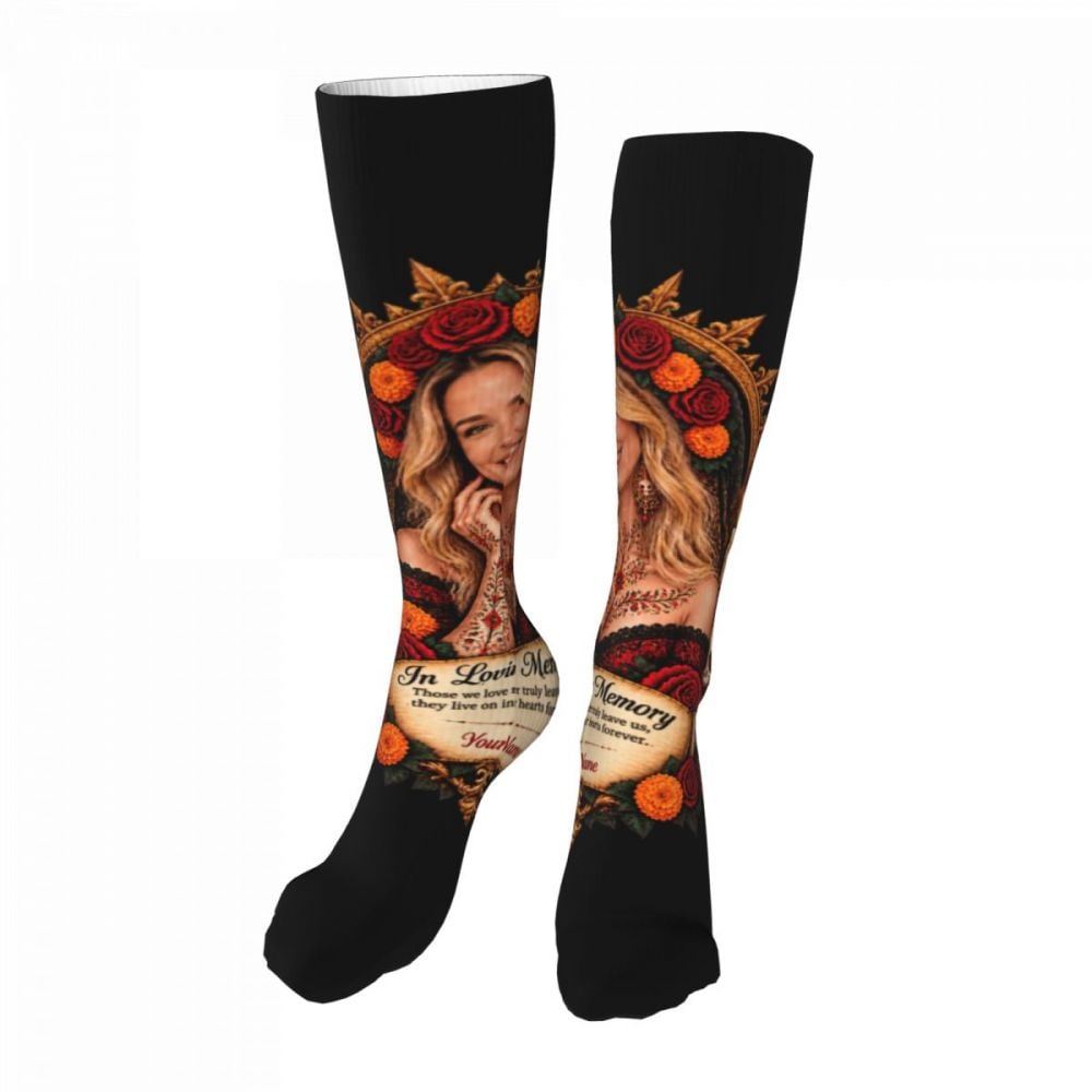 Porträt zum Tag der Toten Knielange Socken