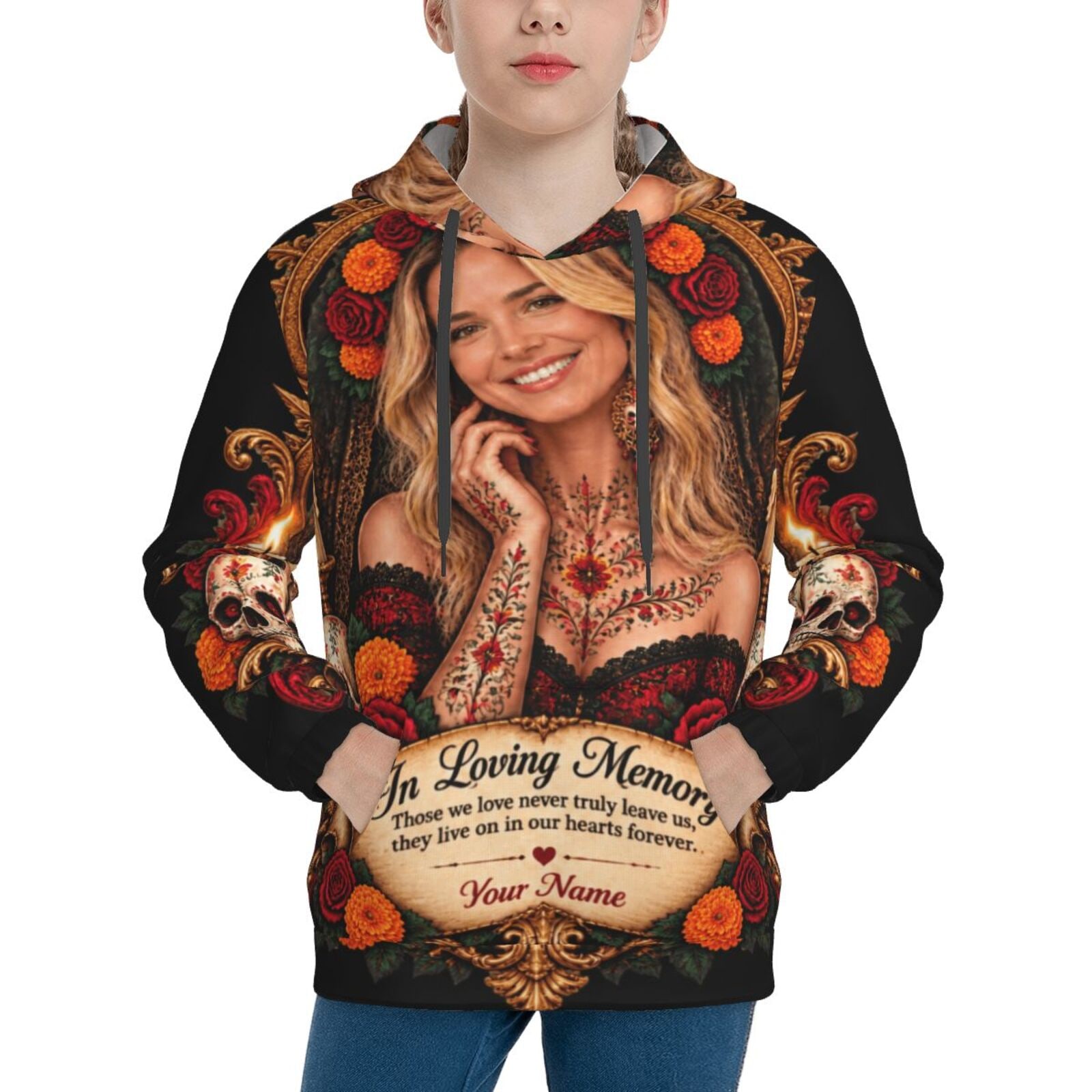 Day of the Dead Portrait Teen Pullover Hoodie