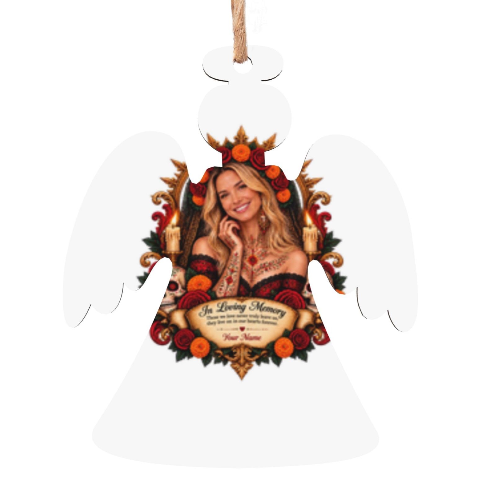Day of the Dead Portrait Wooden Christmas Ornament