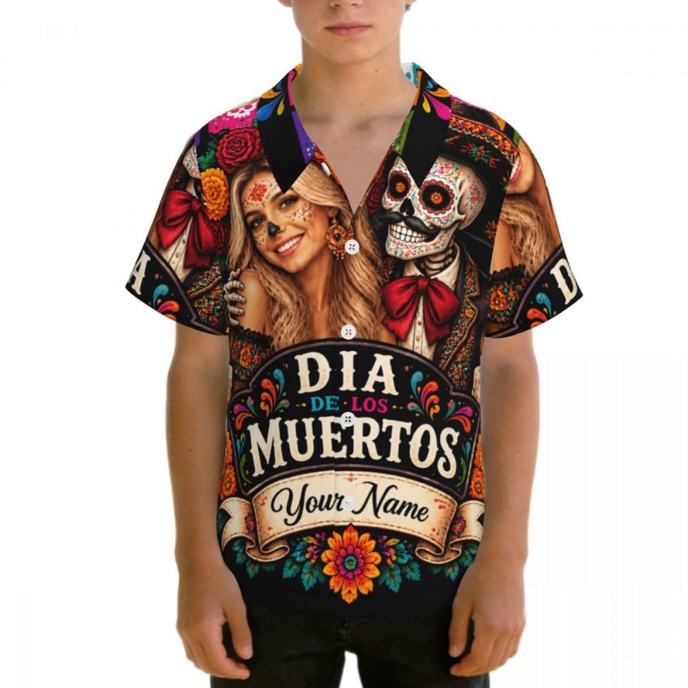 Day of the Dead Marigold Glow Teen Hawaiian Shirt