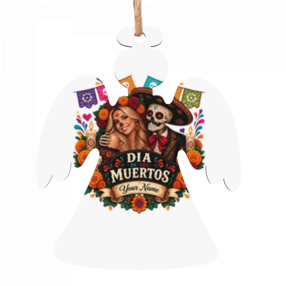 Day of the Dead Marigold Glow Wooden Christmas Ornament