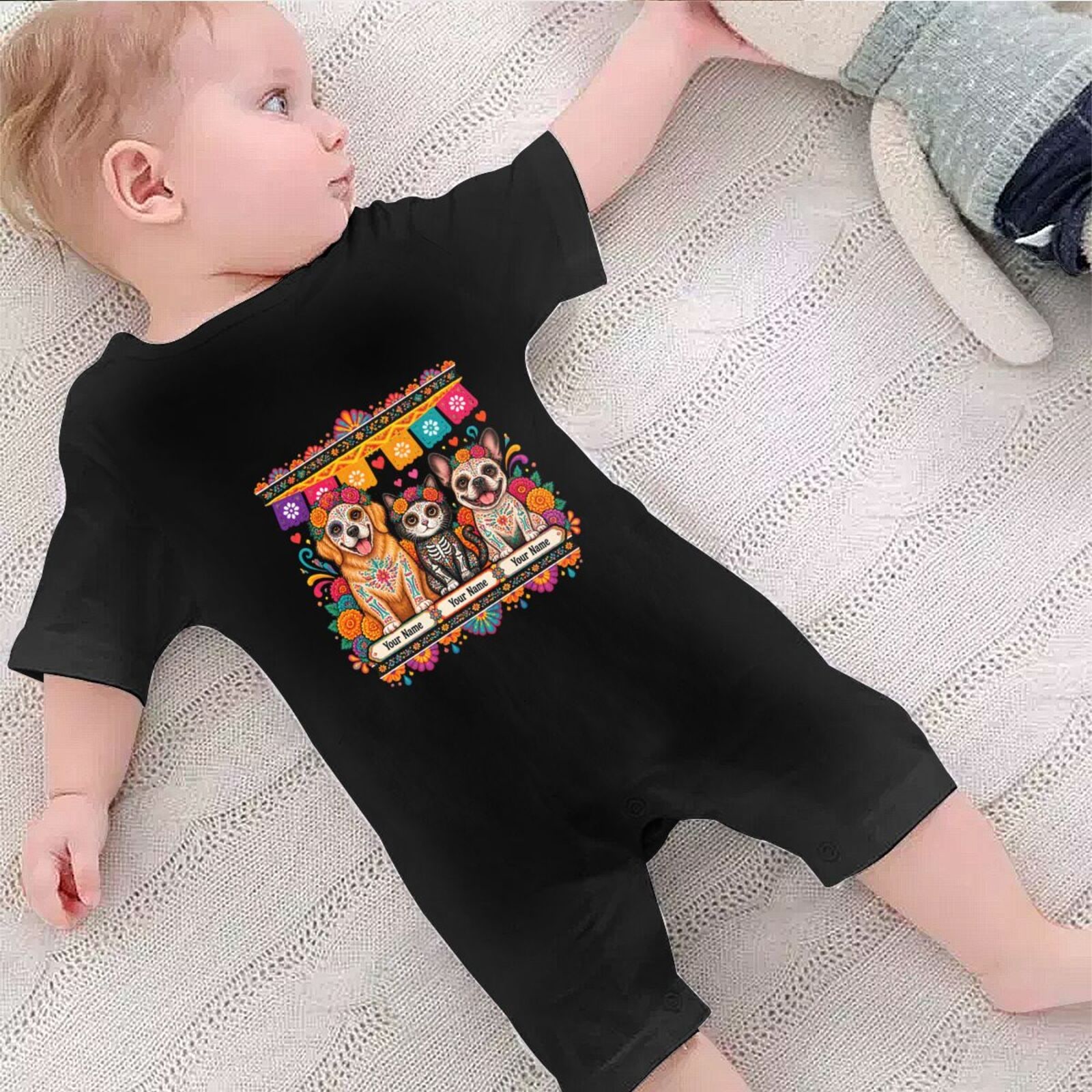 Haustiere zum Tag der Toten Baby-Strampelanzug
