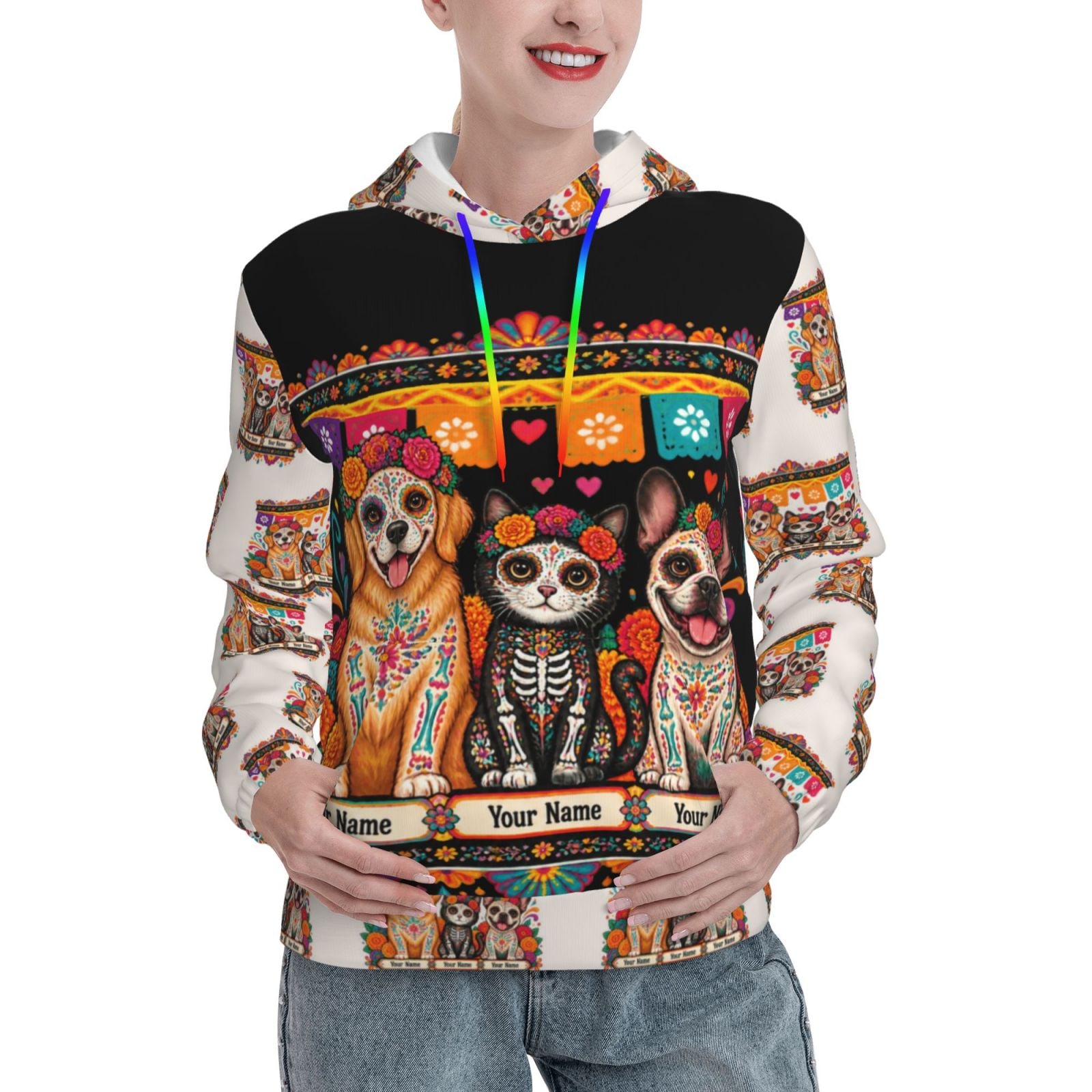 Haustiere zum Tag der Toten Damen-Hoodie