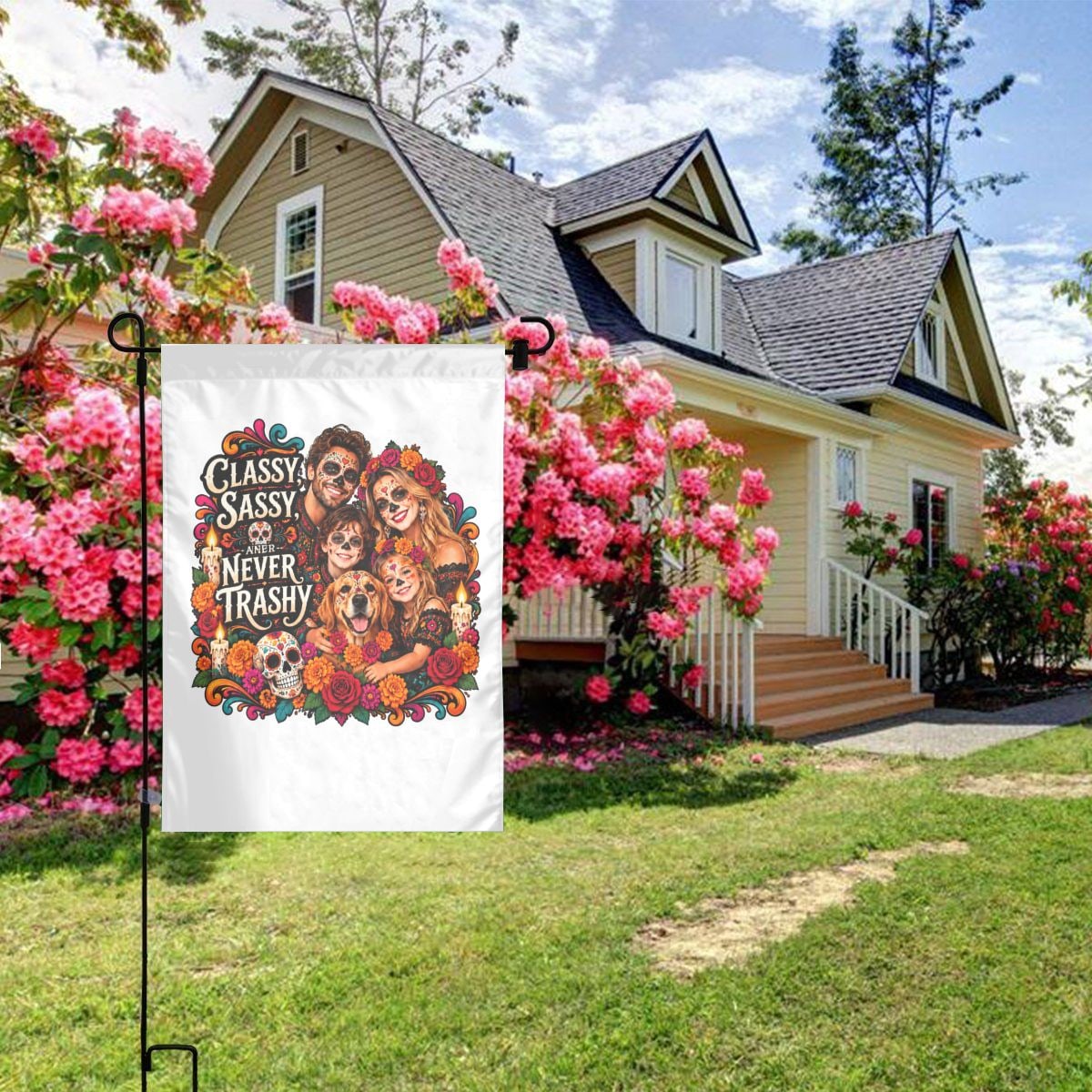 Day of the Dead Family Portrait Garden Flag 12×18 in