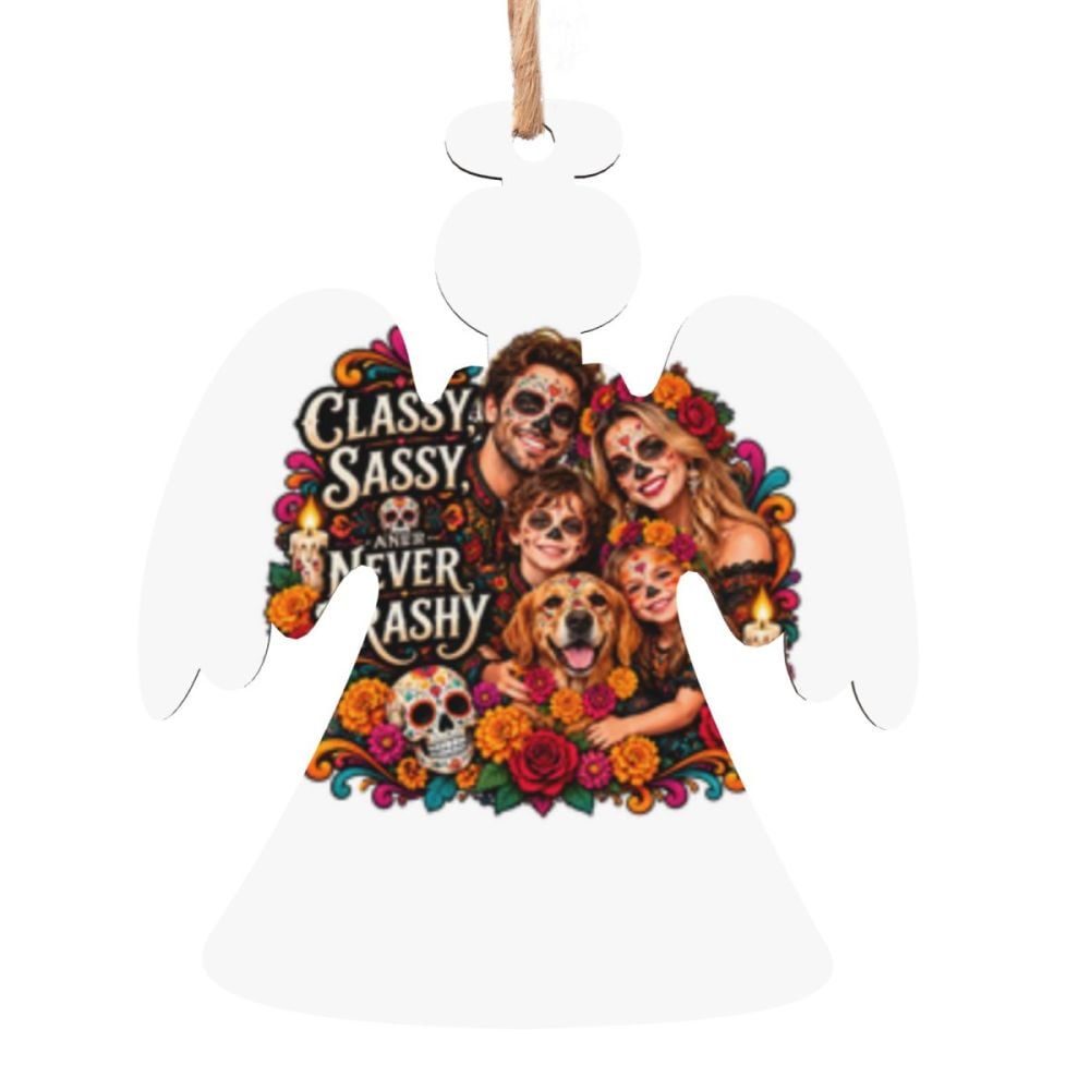 Day of the Dead Family Portrait Wooden Christmas Ornament