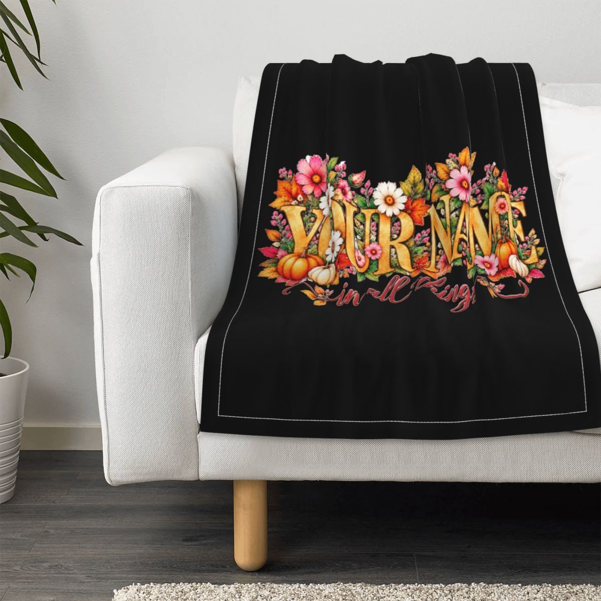 Thanksgiving Floral Portrait Baby Blanket 30×40 in