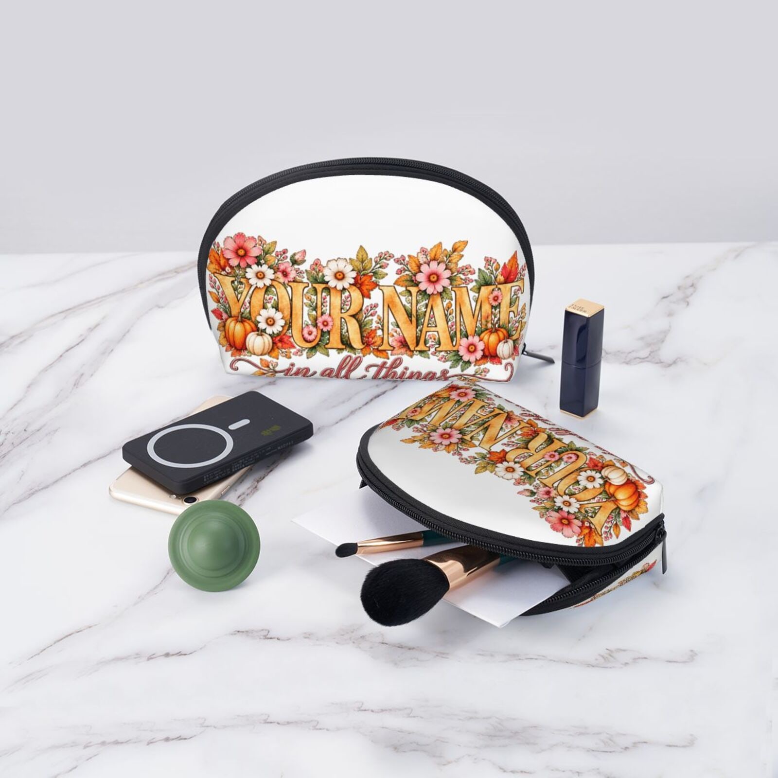 Thanksgiving Floral Portrait Clutch Pouch