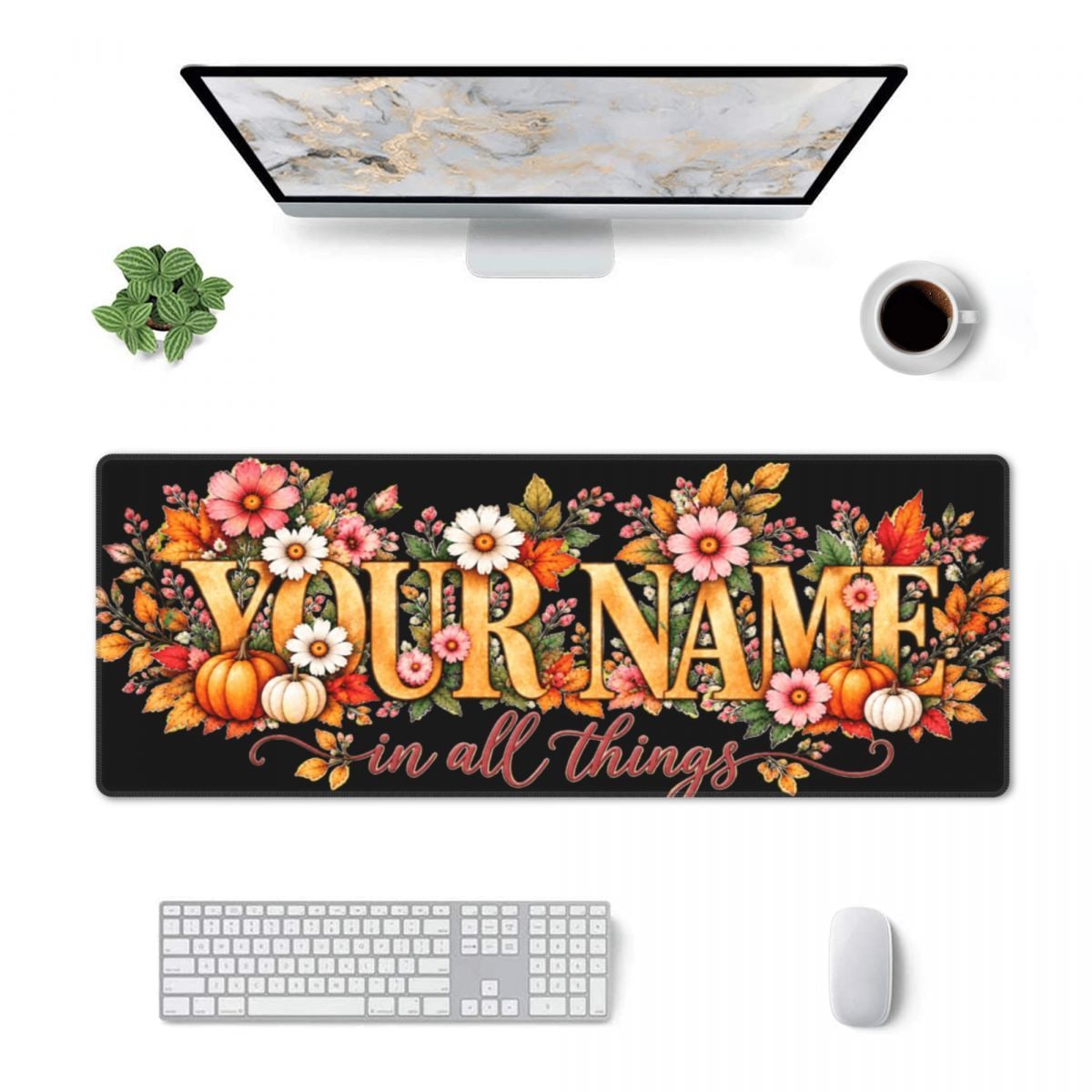 Thanksgiving Floral Portrait Desk Mat 11.8×31.5 in