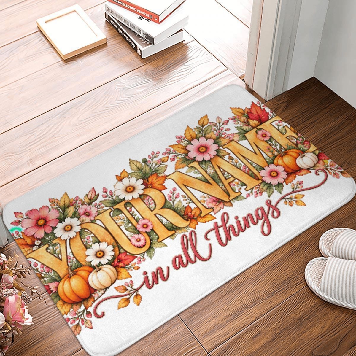 Thanksgiving Floral Portrait Doormat 16×24 in