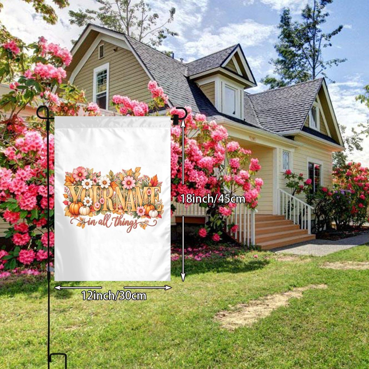 Thanksgiving Floral Portrait Garden Flag 12×18 in