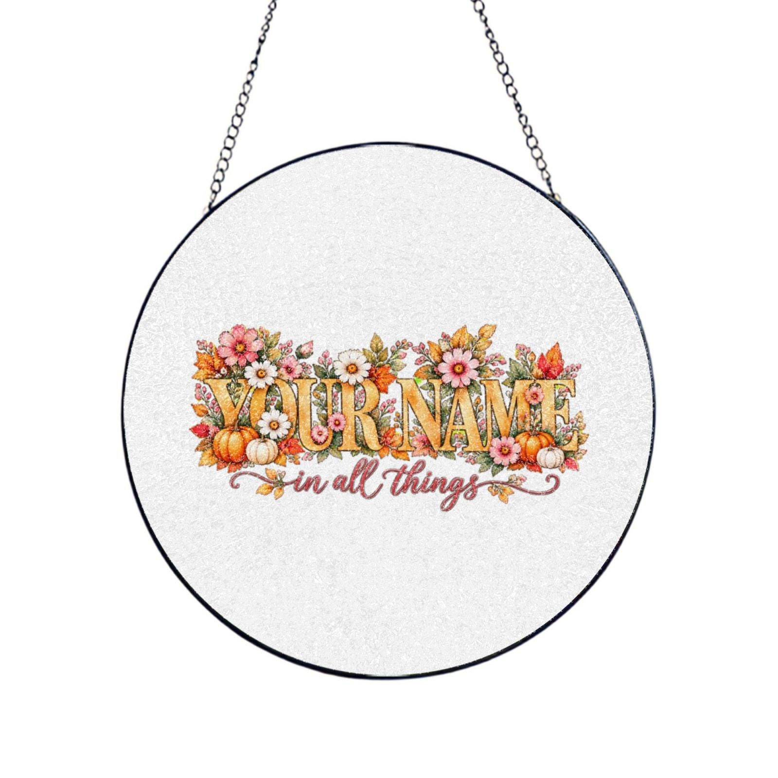 Thanksgiving Floral Portrait Glass Suncatcher
