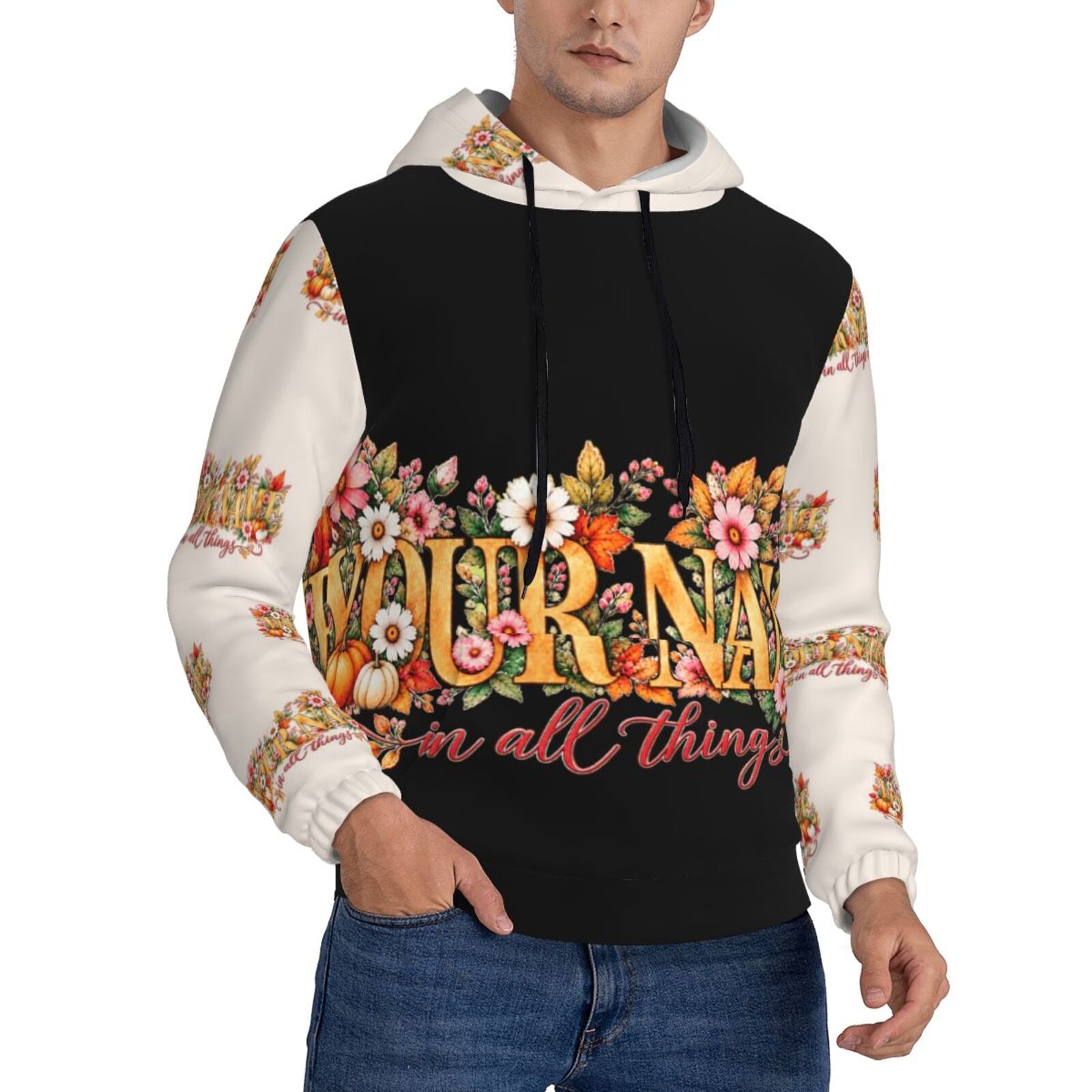 Thanksgiving Floral Portrait Men's Hoodie