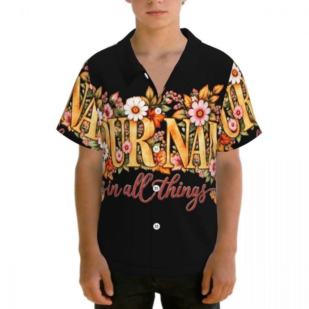 Thanksgiving Floral Portrait Teen Hawaiian Shirt