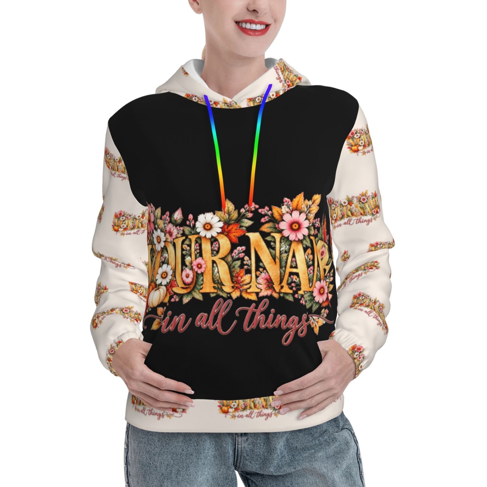 Thanksgiving Floral Portrait Women's Hoodie