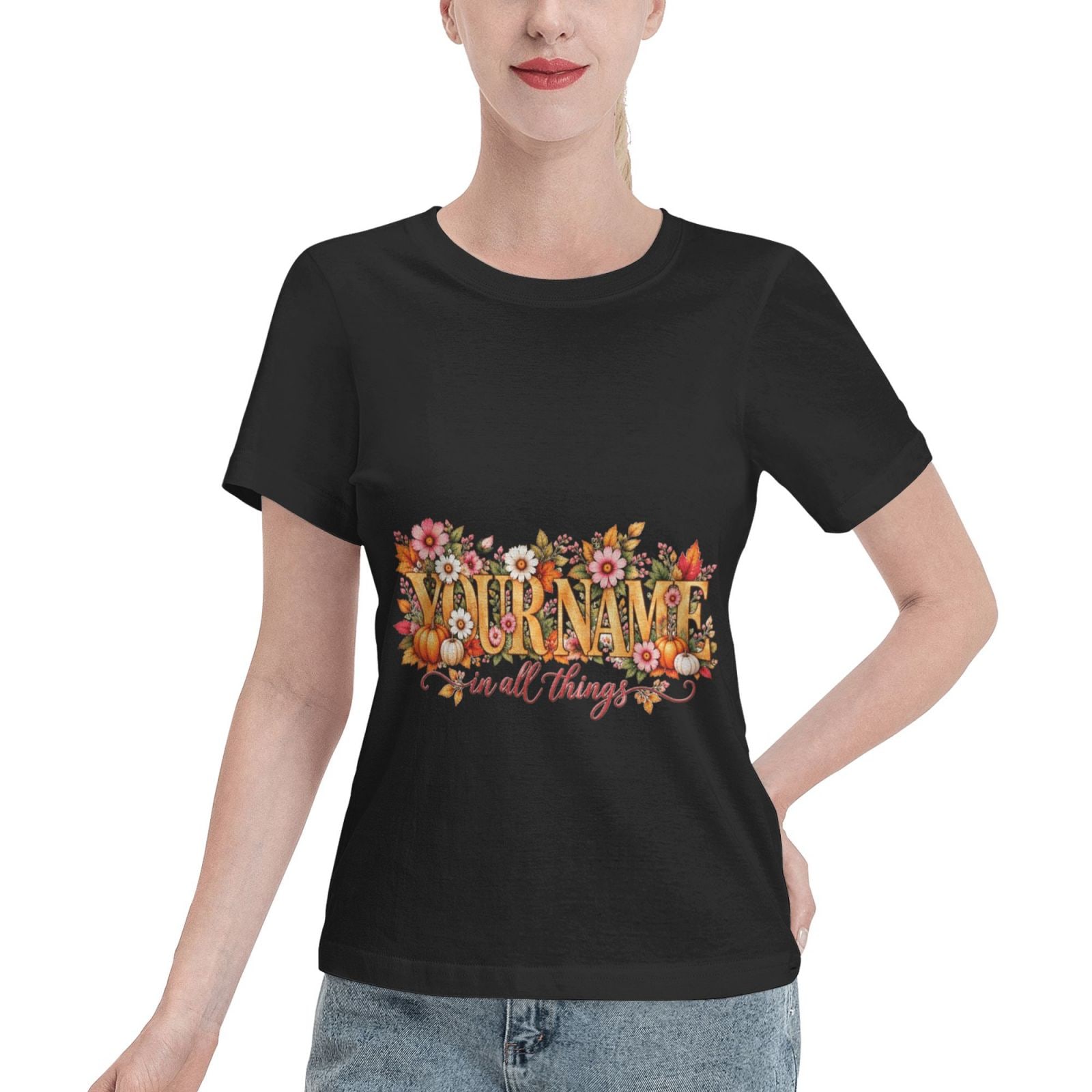 Thanksgiving Floral Portrait Women's T-Shirt