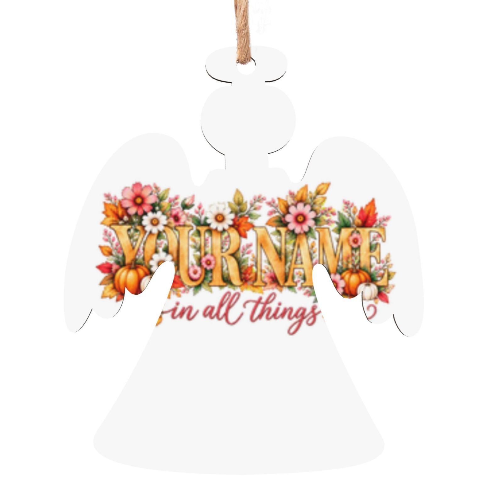 Thanksgiving Floral Portrait Wooden Christmas Ornament