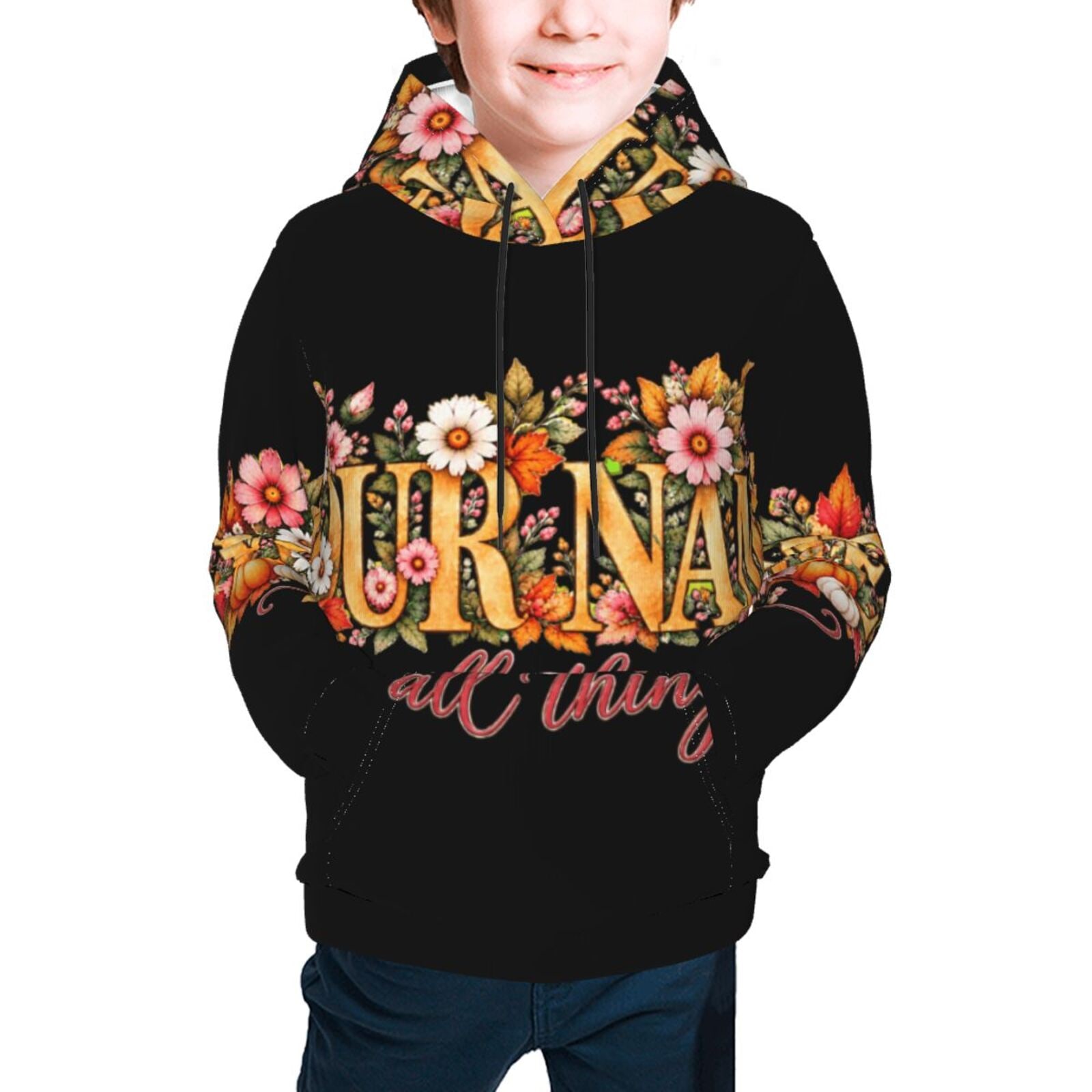 Thanksgiving Floral Portrait Youth Hoodie