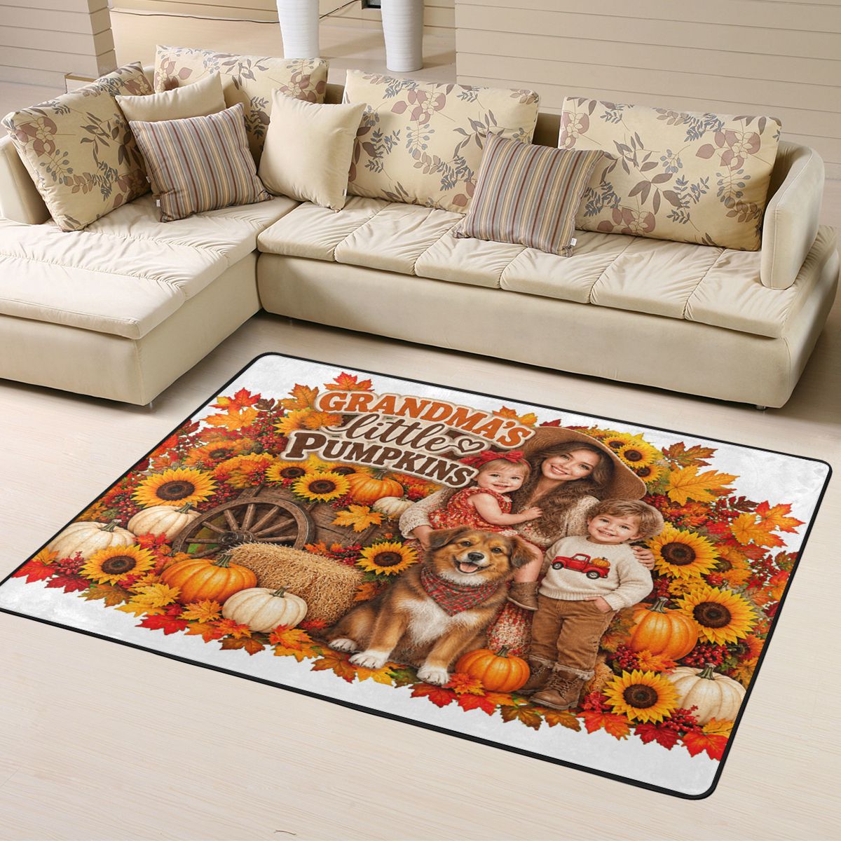 Thanksgiving Family Portrait Alfombra de sala 63×48 pulgadas