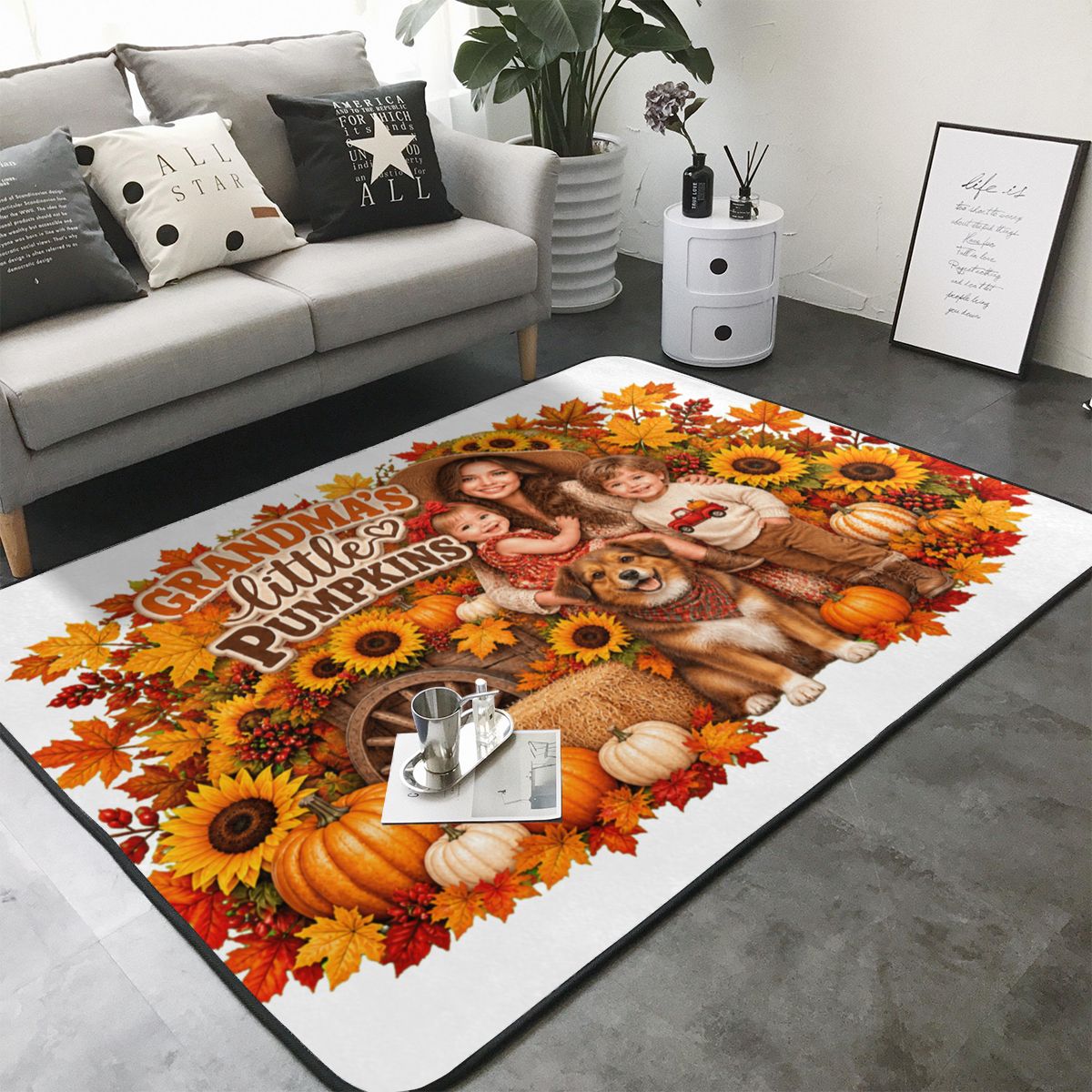 Thanksgiving Family Portrait Alfombra de sala 80×58 pulgadas