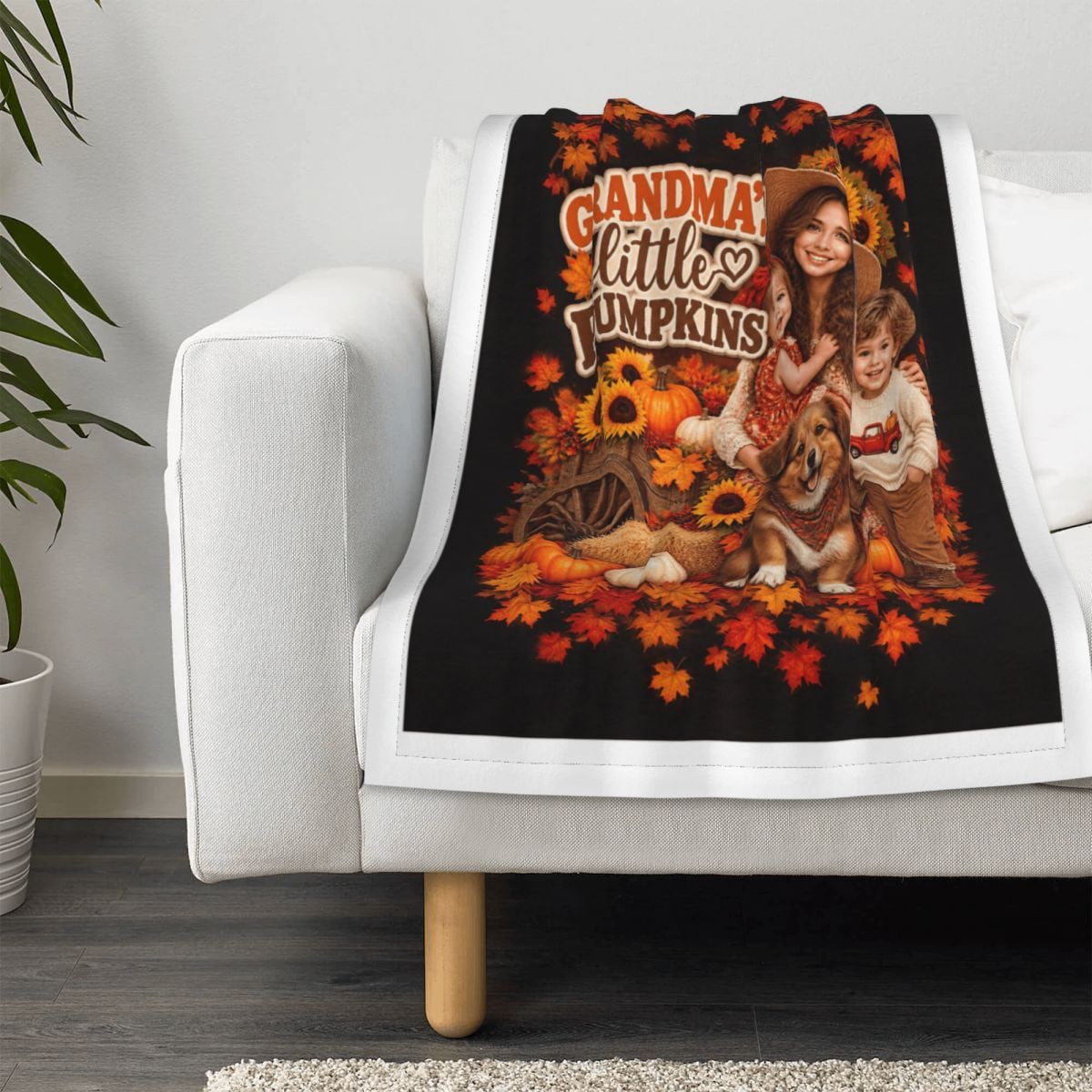 Thanksgiving Family Portrait Babydecke 30×40 in