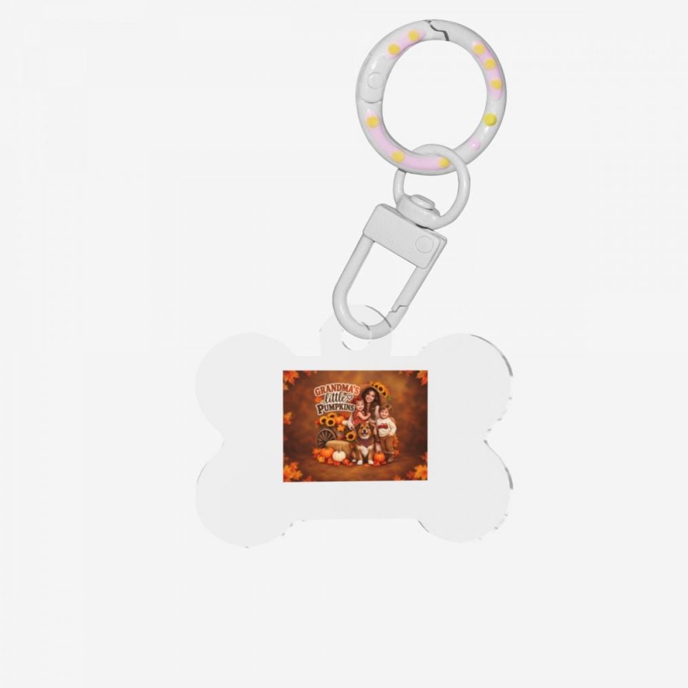 Thanksgiving Family Portrait Bone-Shaped Pet ID Tag