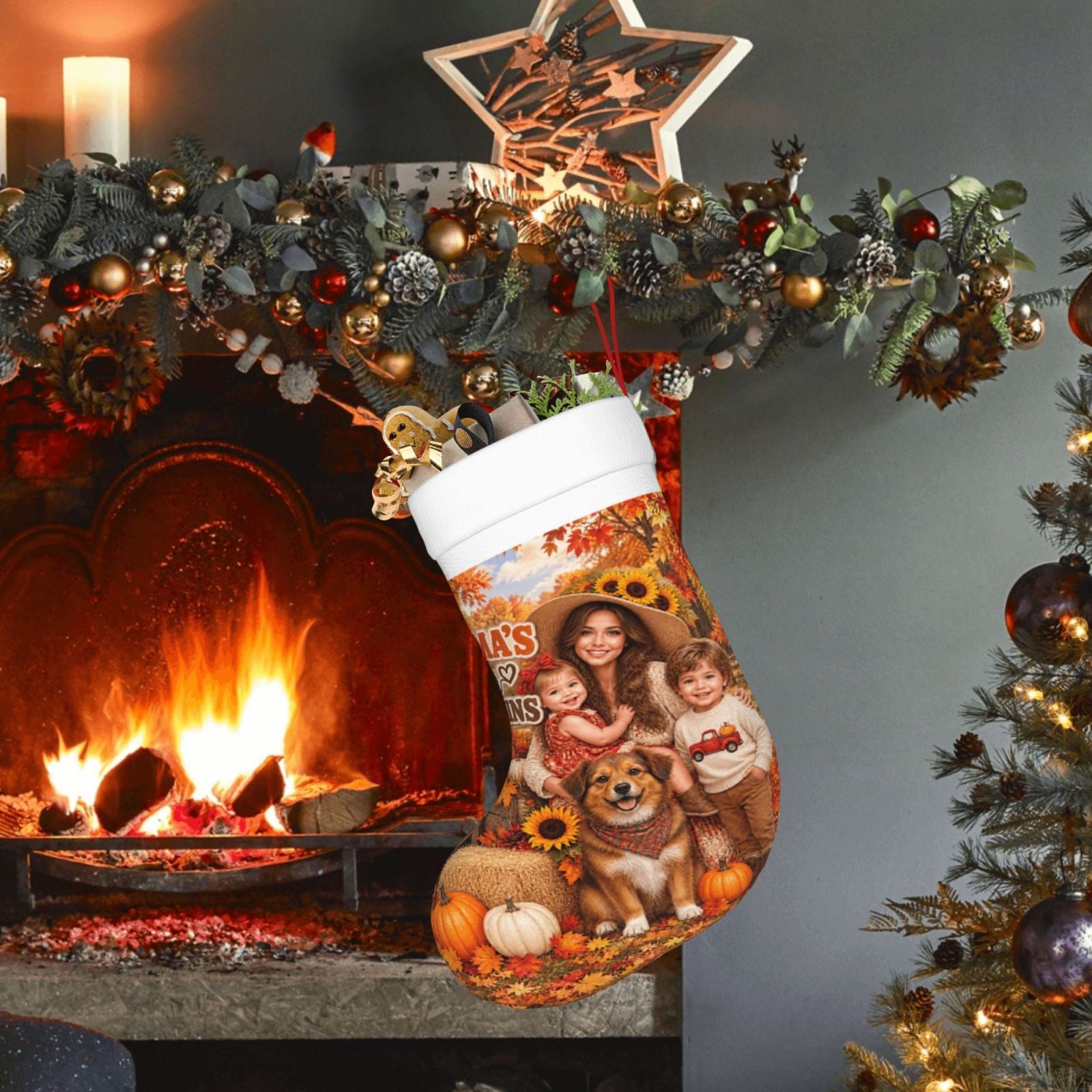 Thanksgiving Family Portrait Christmas Stocking