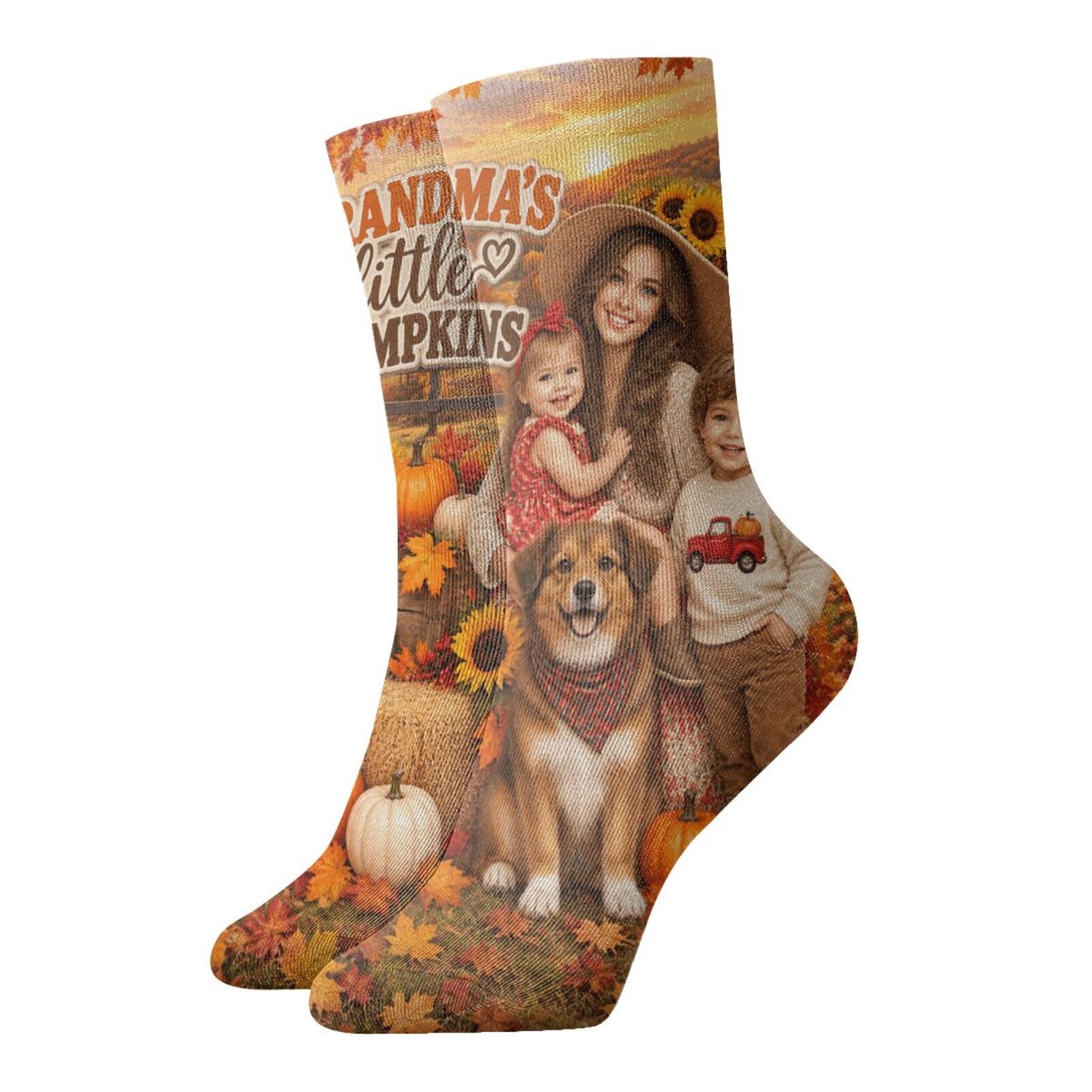 Thanksgiving Family Portrait Chaussettes mi-mollets