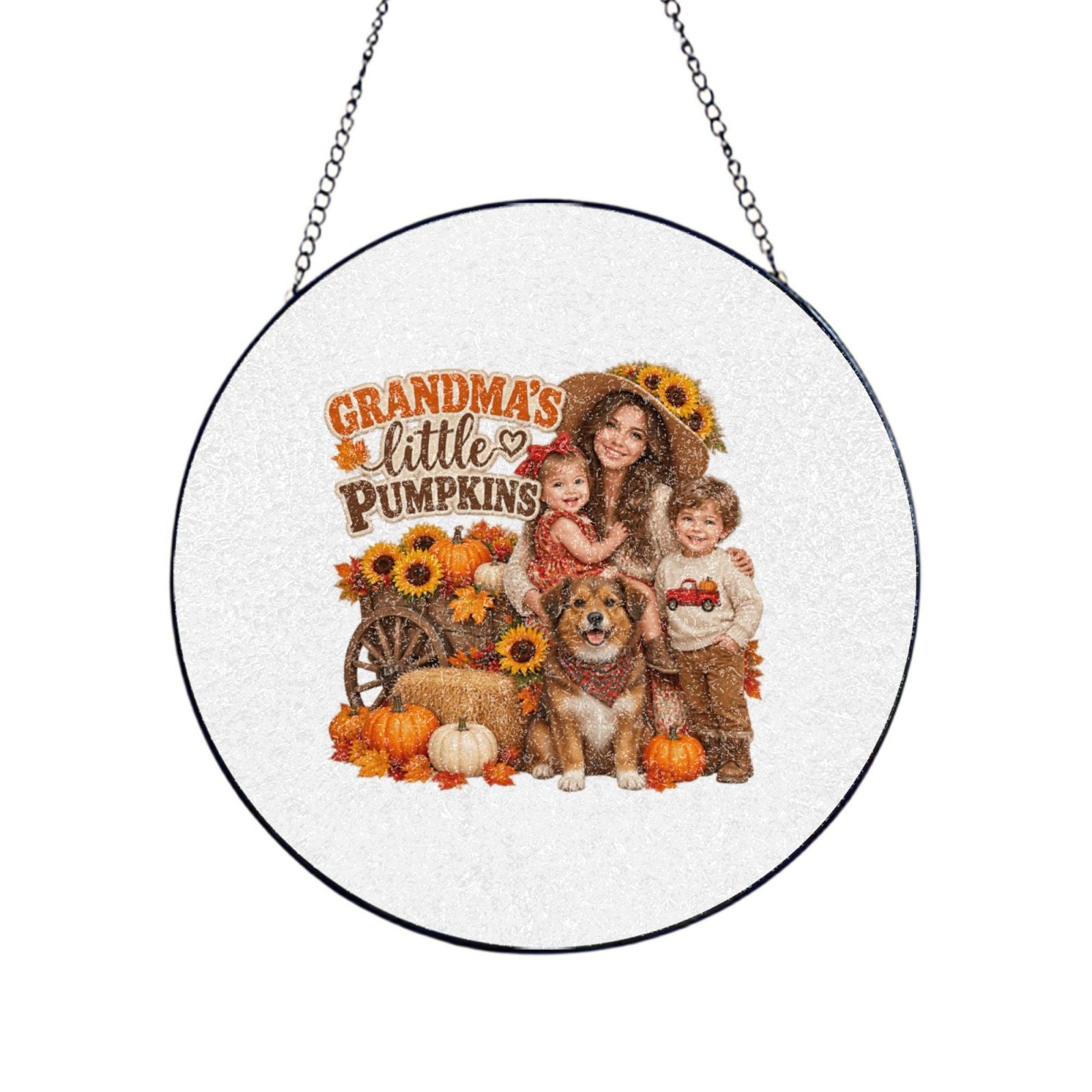Thanksgiving Family Portrait Glass Suncatcher