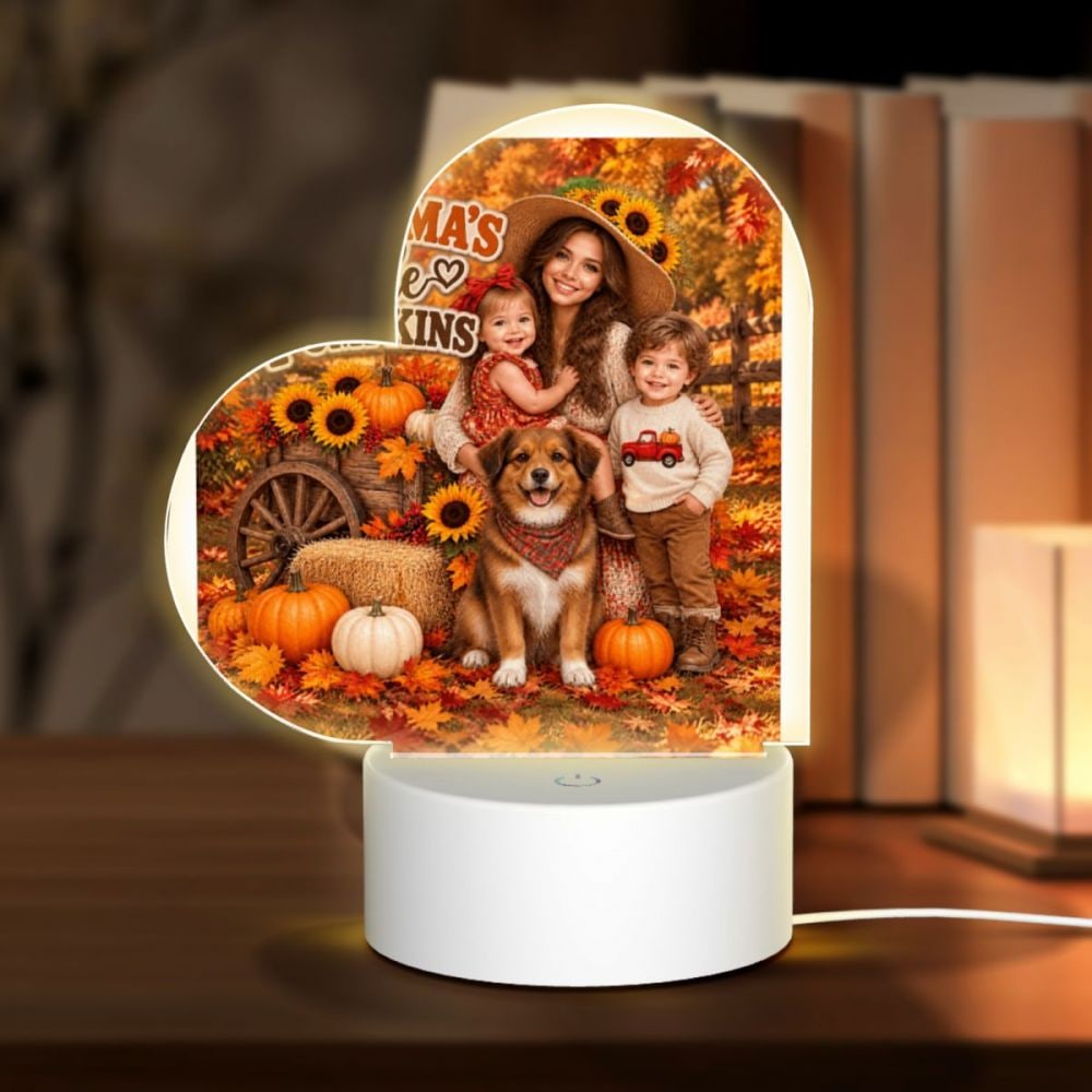 Thanksgiving Family Portrait Heart Acrylic Night Light