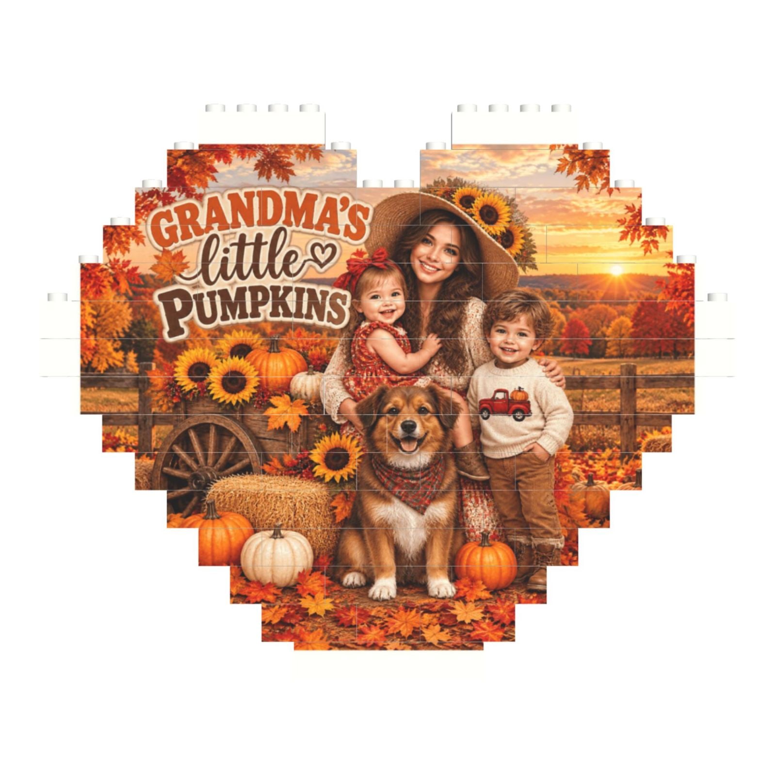 Thanksgiving Family Portrait Heart Building Block Puzzle
