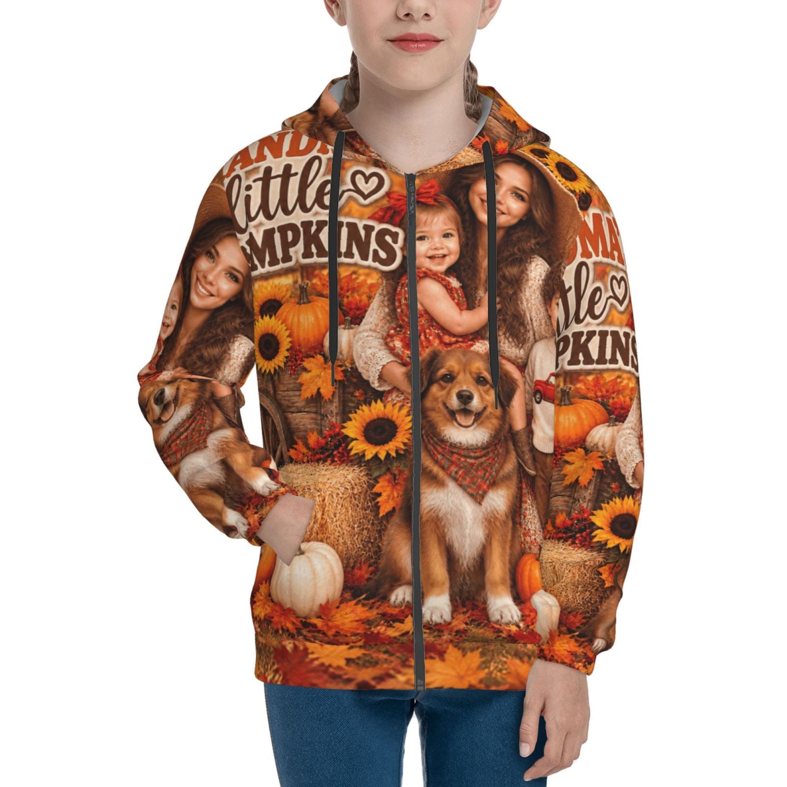 Thanksgiving Family Portrait Sweat à capuche zippé pour enfants
