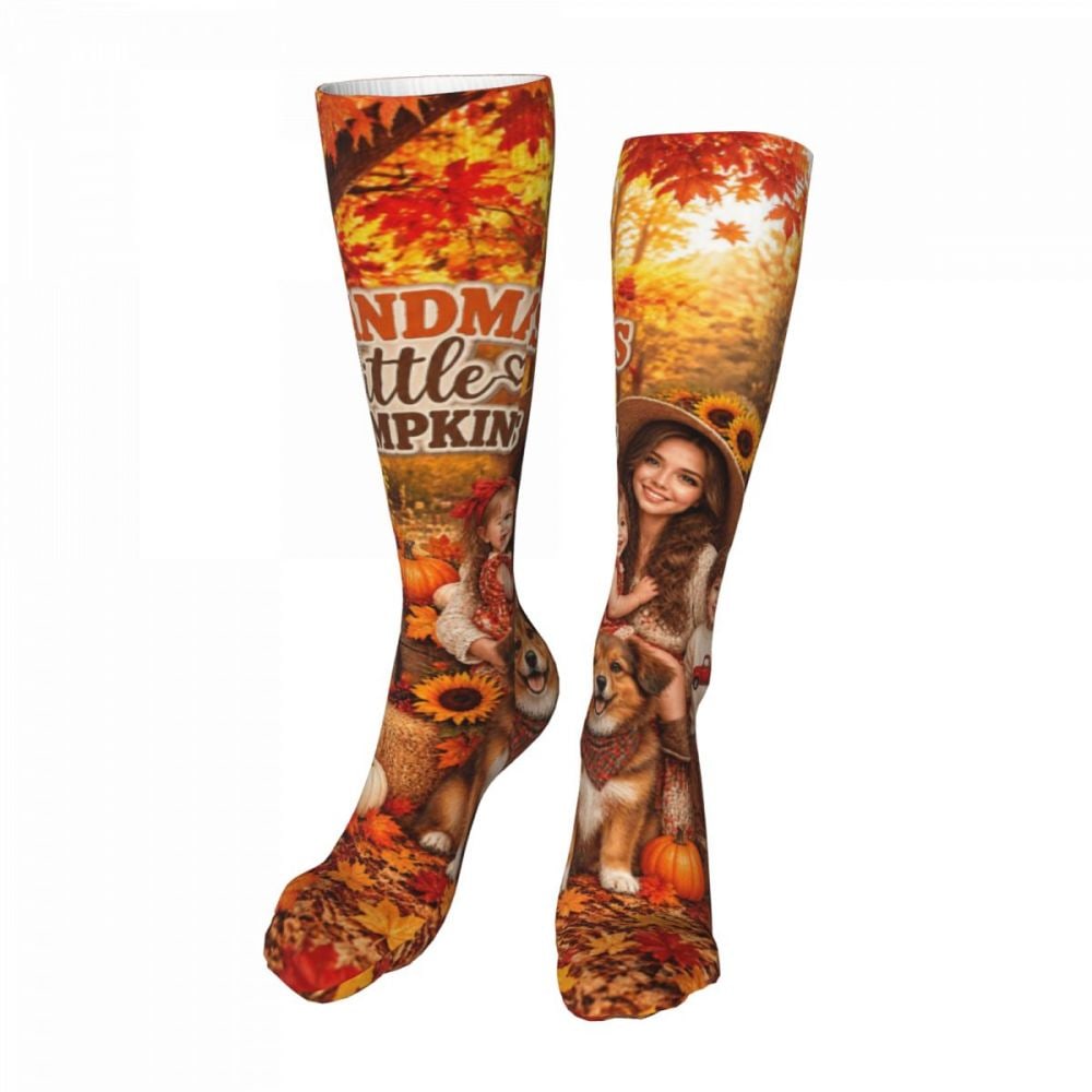 Thanksgiving Family Portrait Knee High Socks