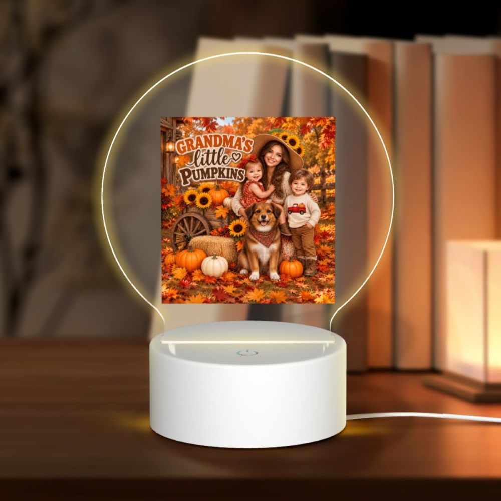 Thanksgiving Family Portrait Round Acrylic Night Light