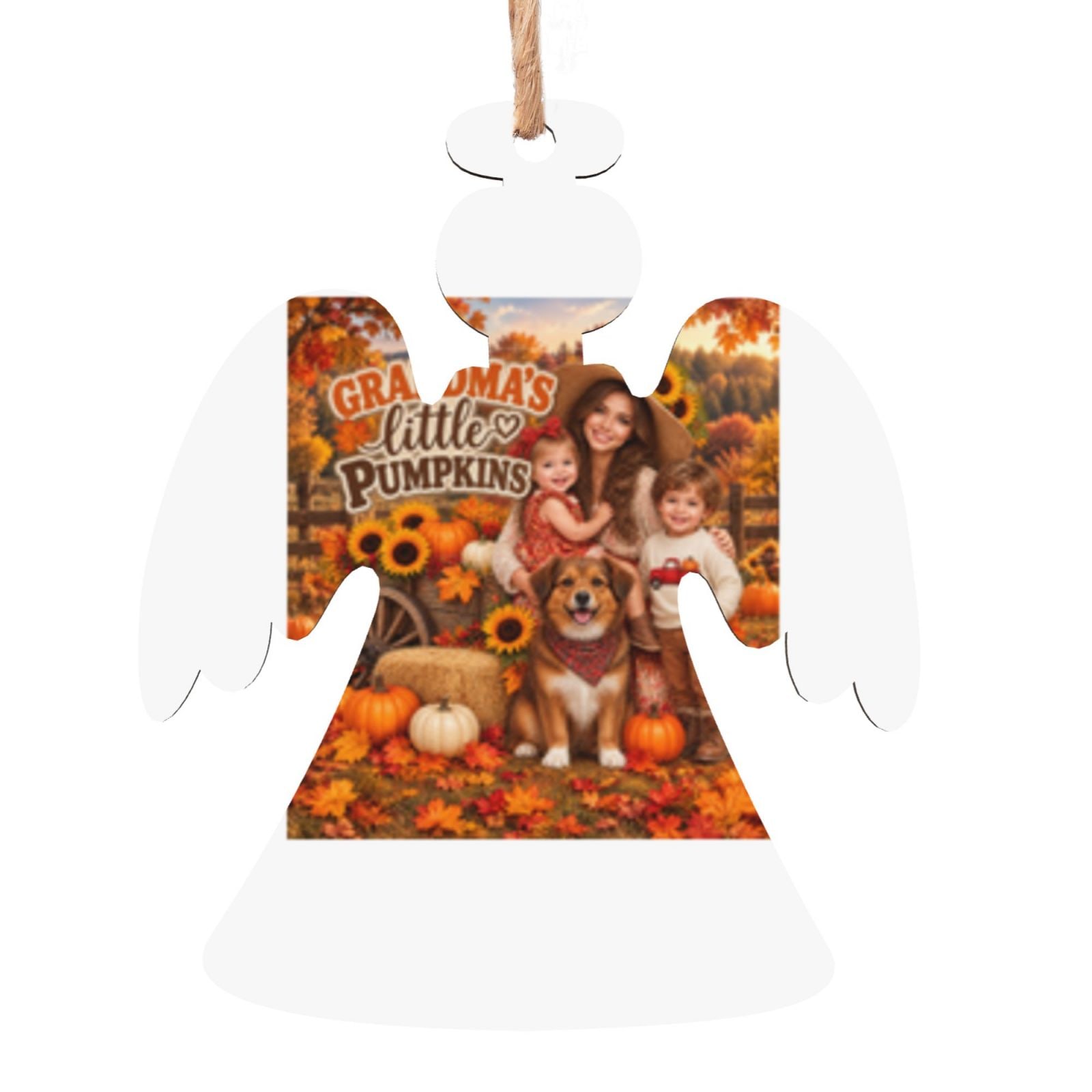Thanksgiving Family Portrait Wooden Christmas Ornament