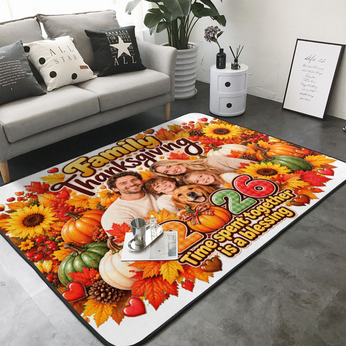 Thanksgiving Family Blessing Alfombra de sala 80×58 pulgadas