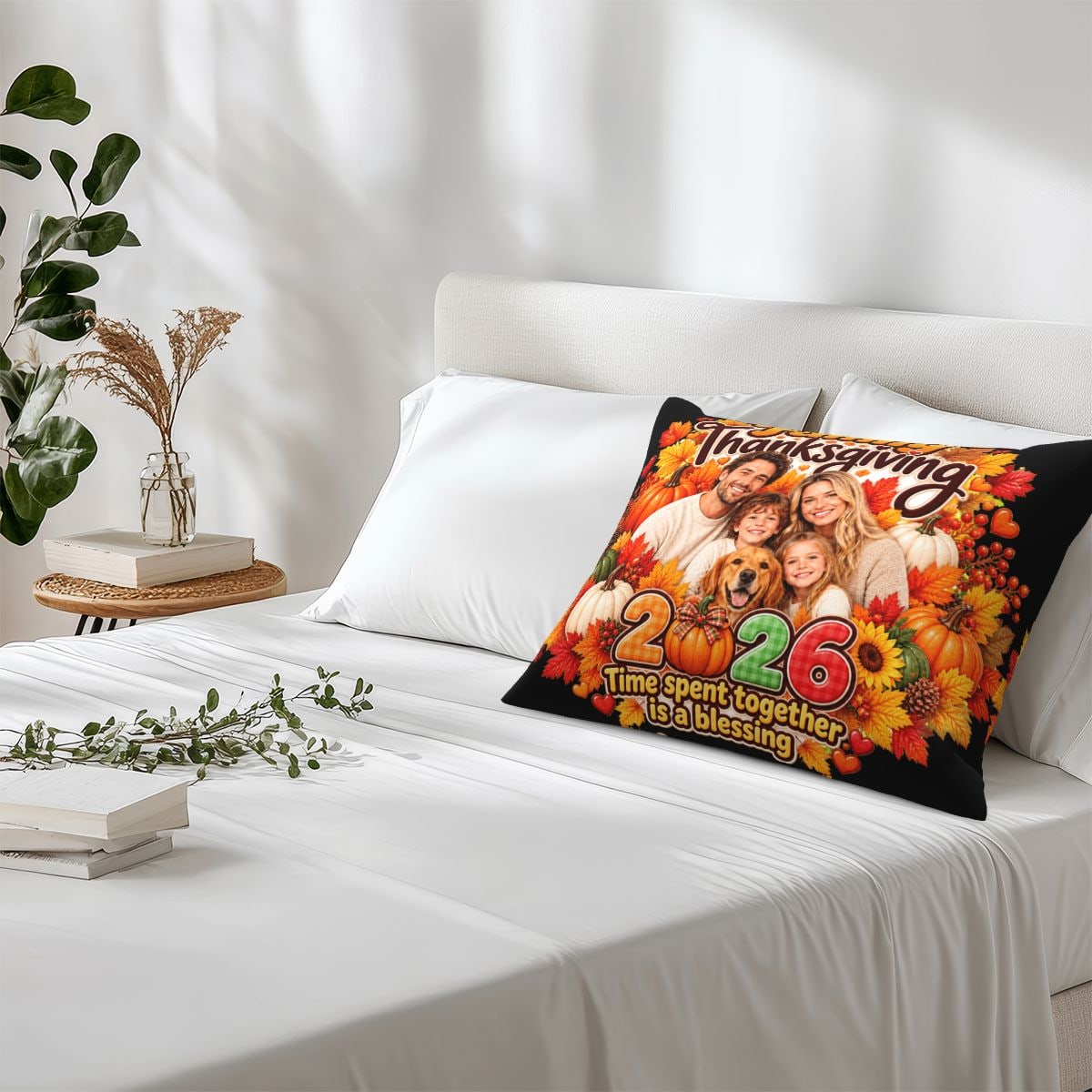 Thanksgiving Family Blessing Funda de cojín de forro polar