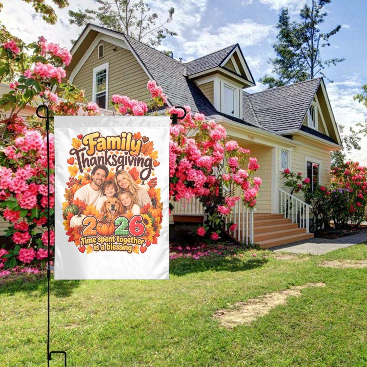 Thanksgiving Family Blessing Garden Flag 12×18 in