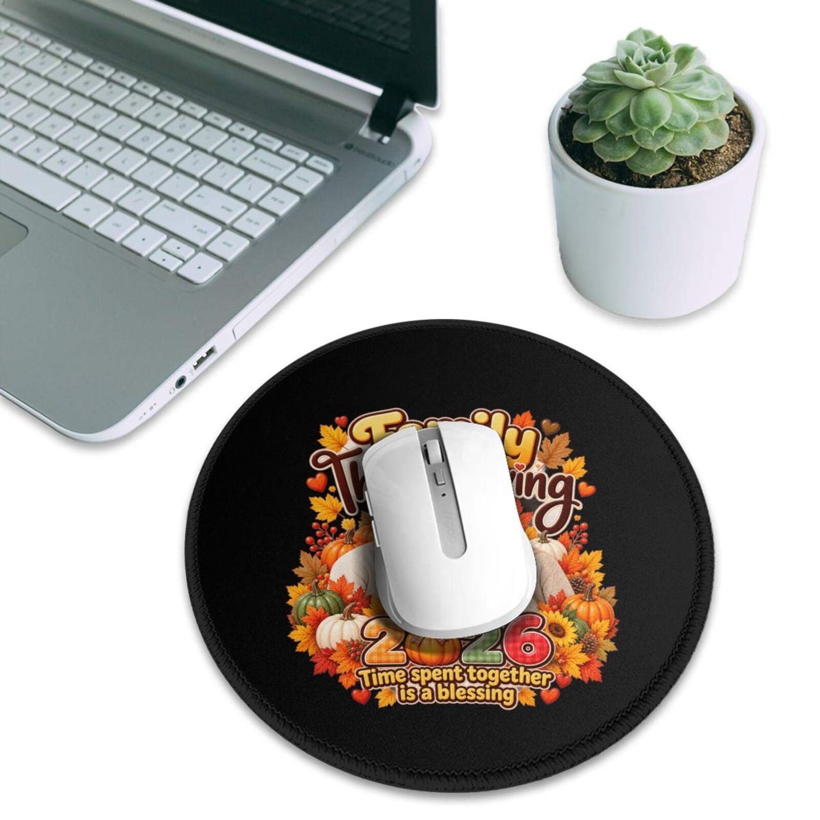 Thanksgiving Family Blessing Round Mouse Pad 8 in