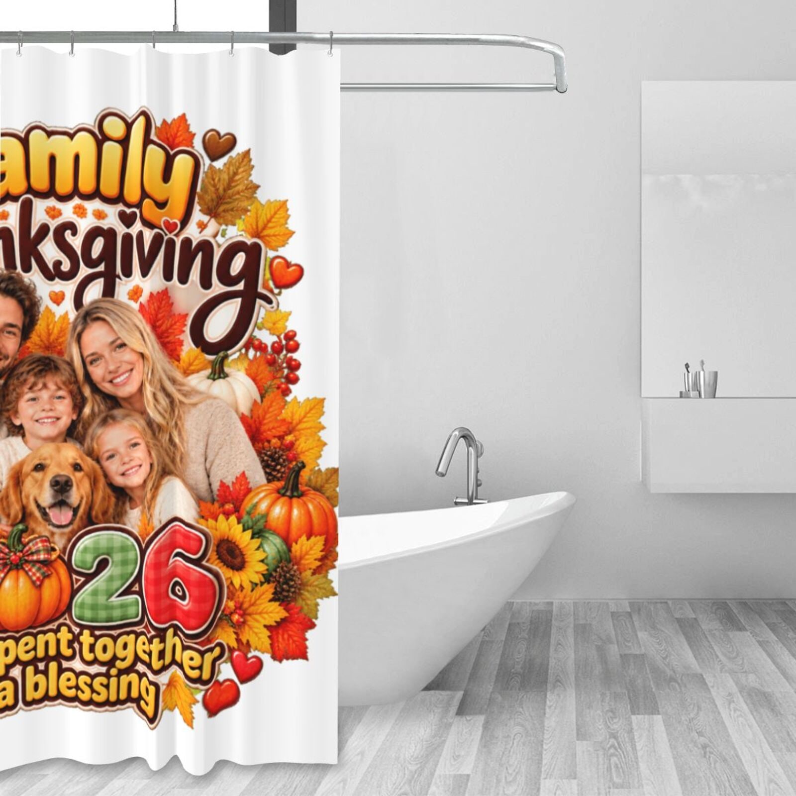 Thanksgiving Family Blessing Shower Curtain 60×72 in