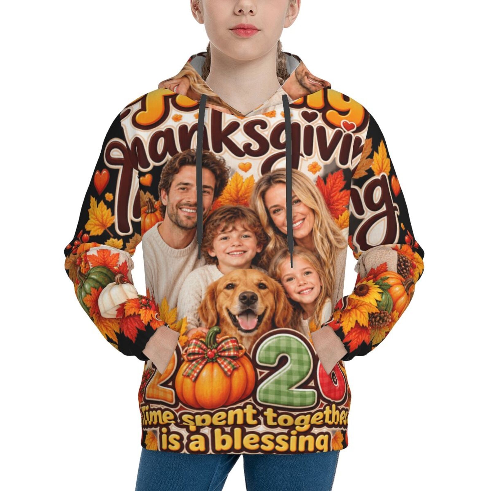 Thanksgiving Family Blessing Teen Pullover Hoodie