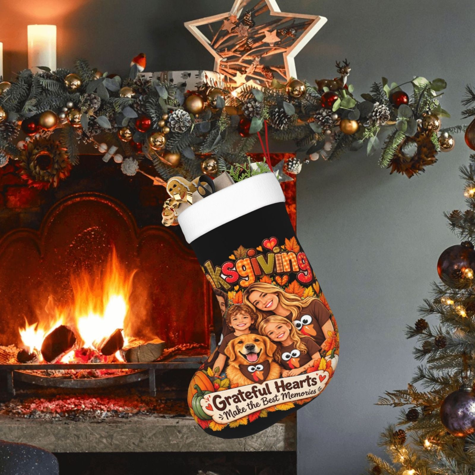 Thanksgiving Family Joy Christmas Stocking