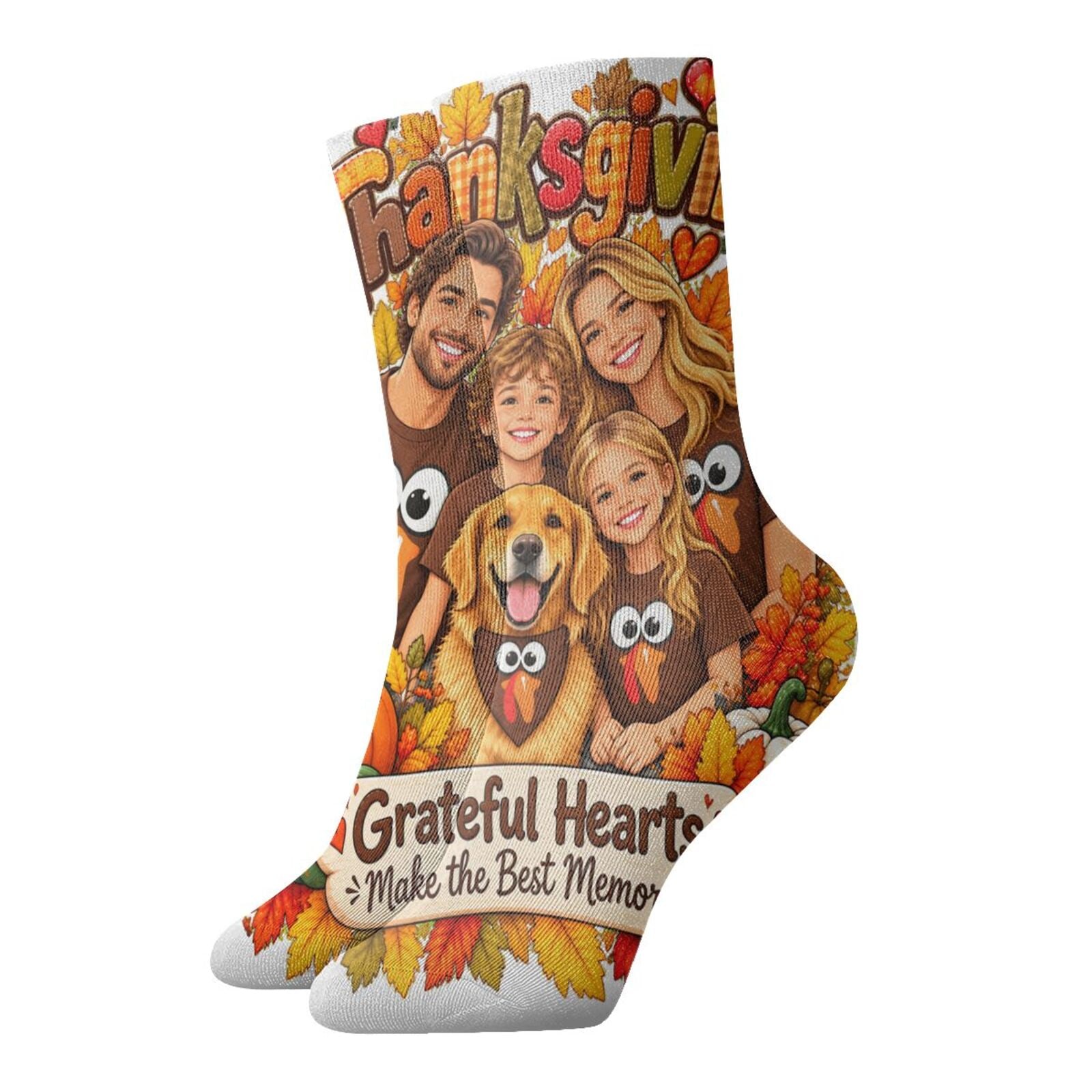 Thanksgiving Family Joy Crew Socks