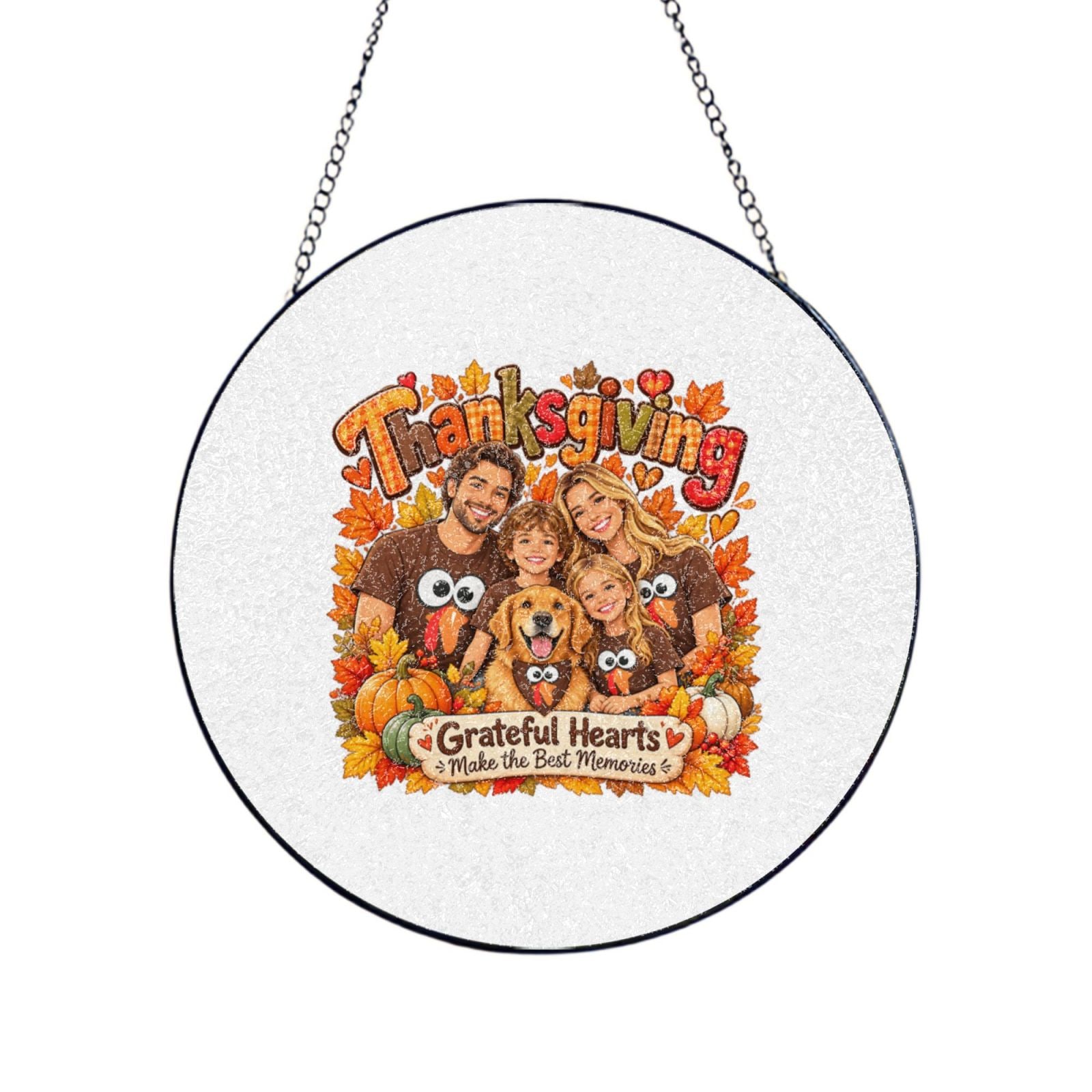 Thanksgiving Family Joy Glass Suncatcher
