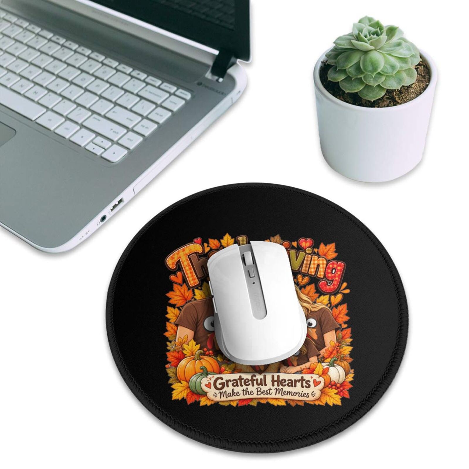 Thanksgiving Family Joy Round Mouse Pad 8 in